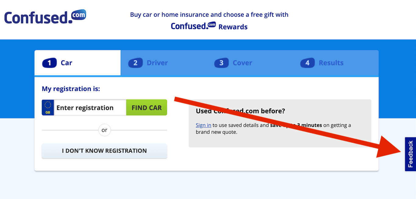 Example feedback button on a free tool webpage.