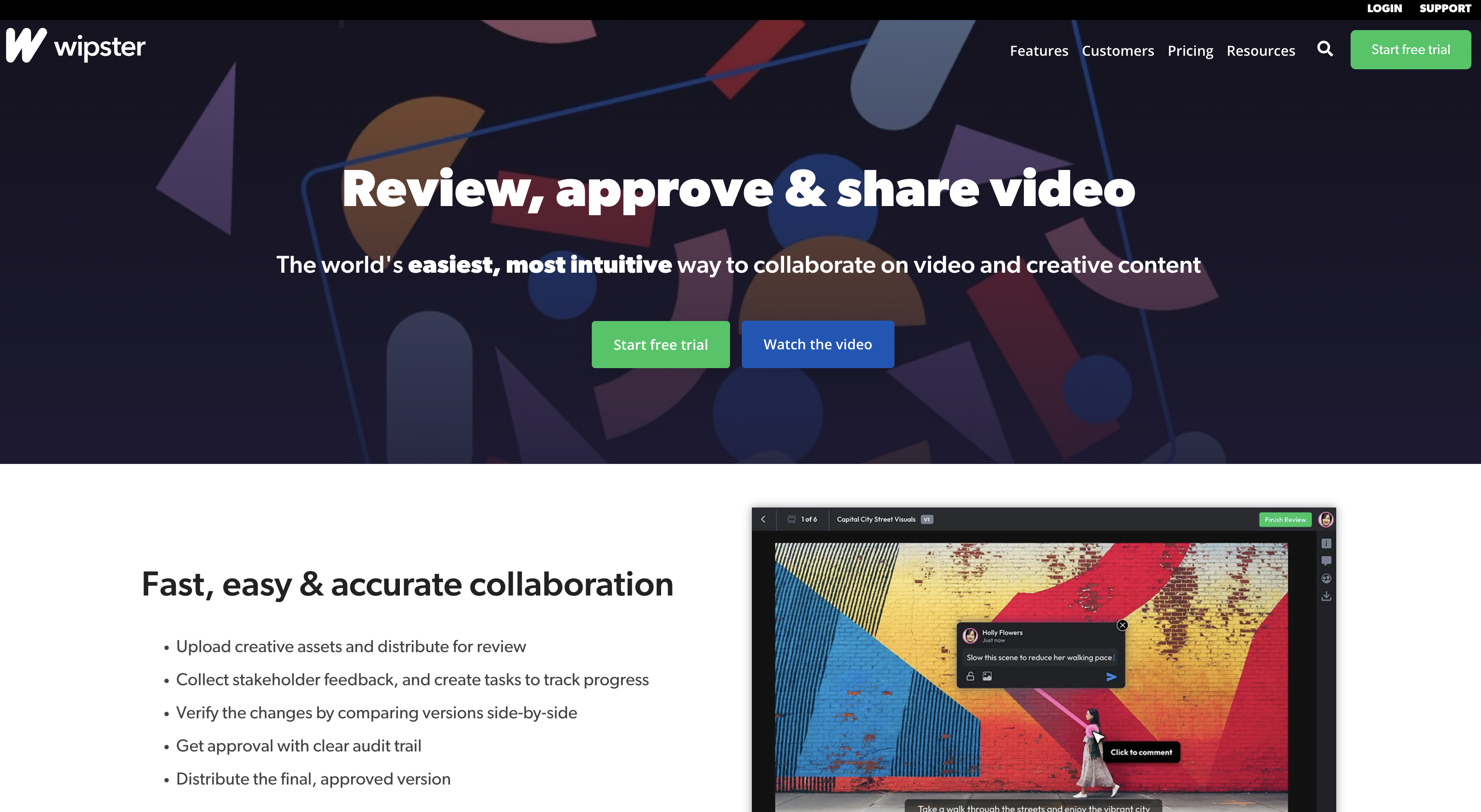 Screenshot of Wipster homepage.