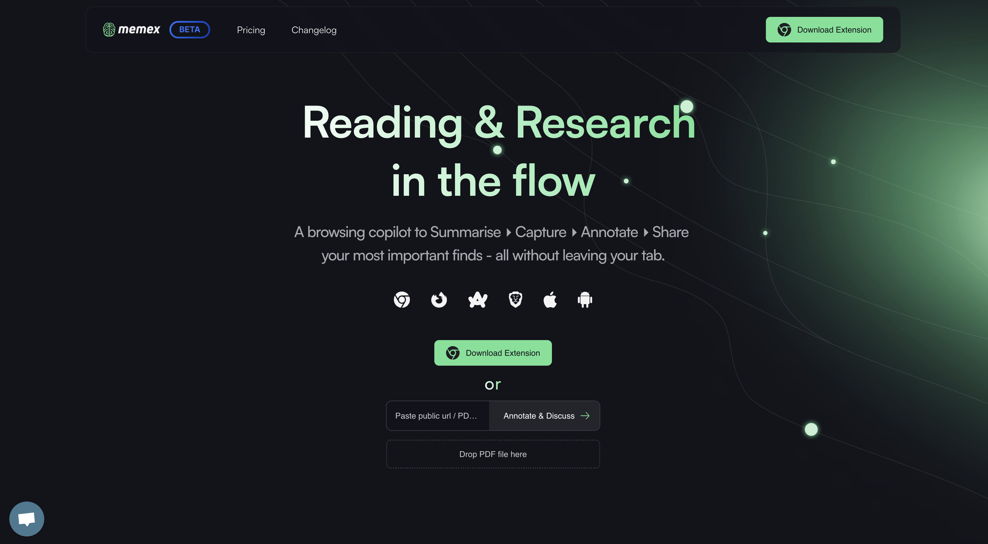 Screenshot of Memex Chrome extension.