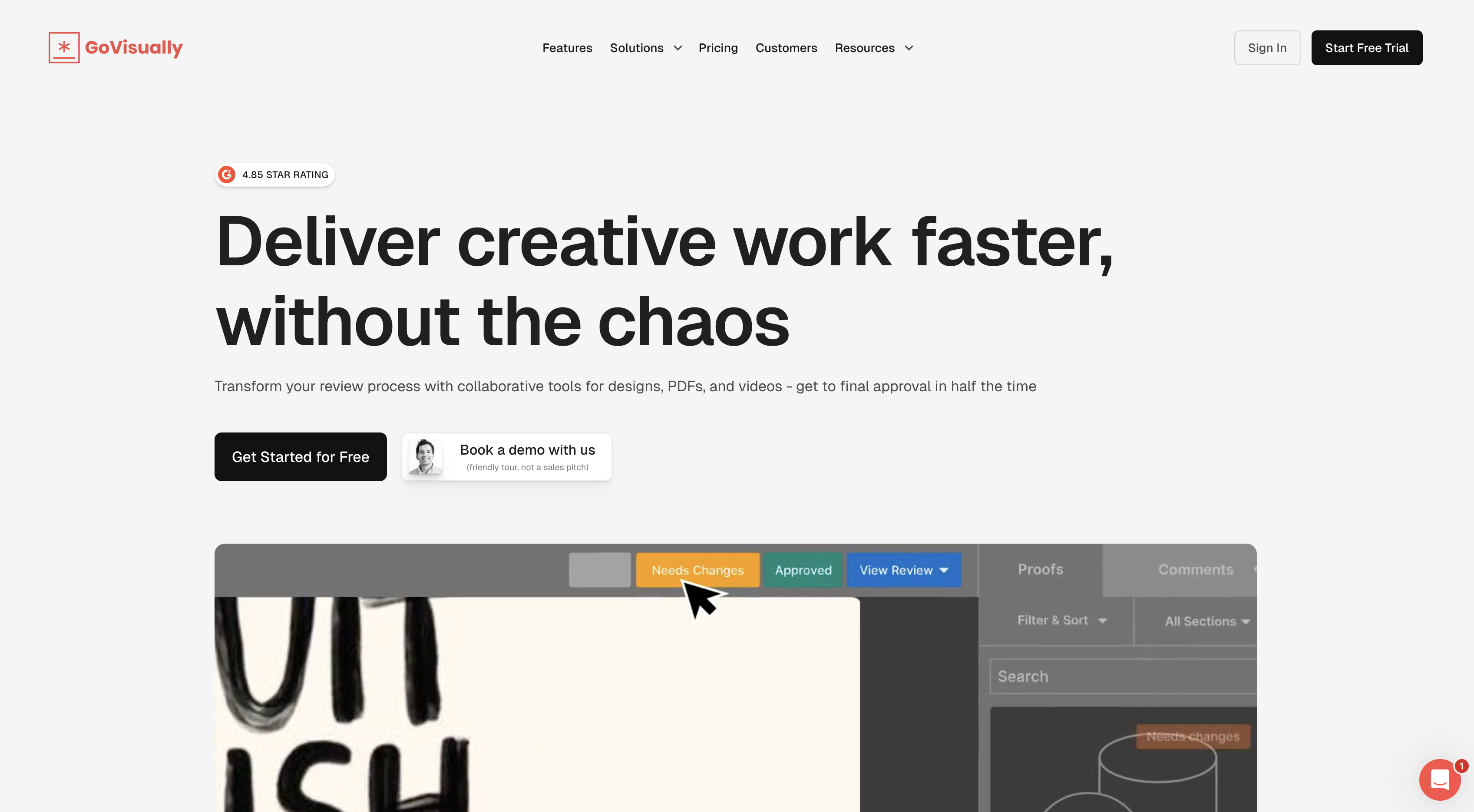 Screenshot of GoVisually homepage.