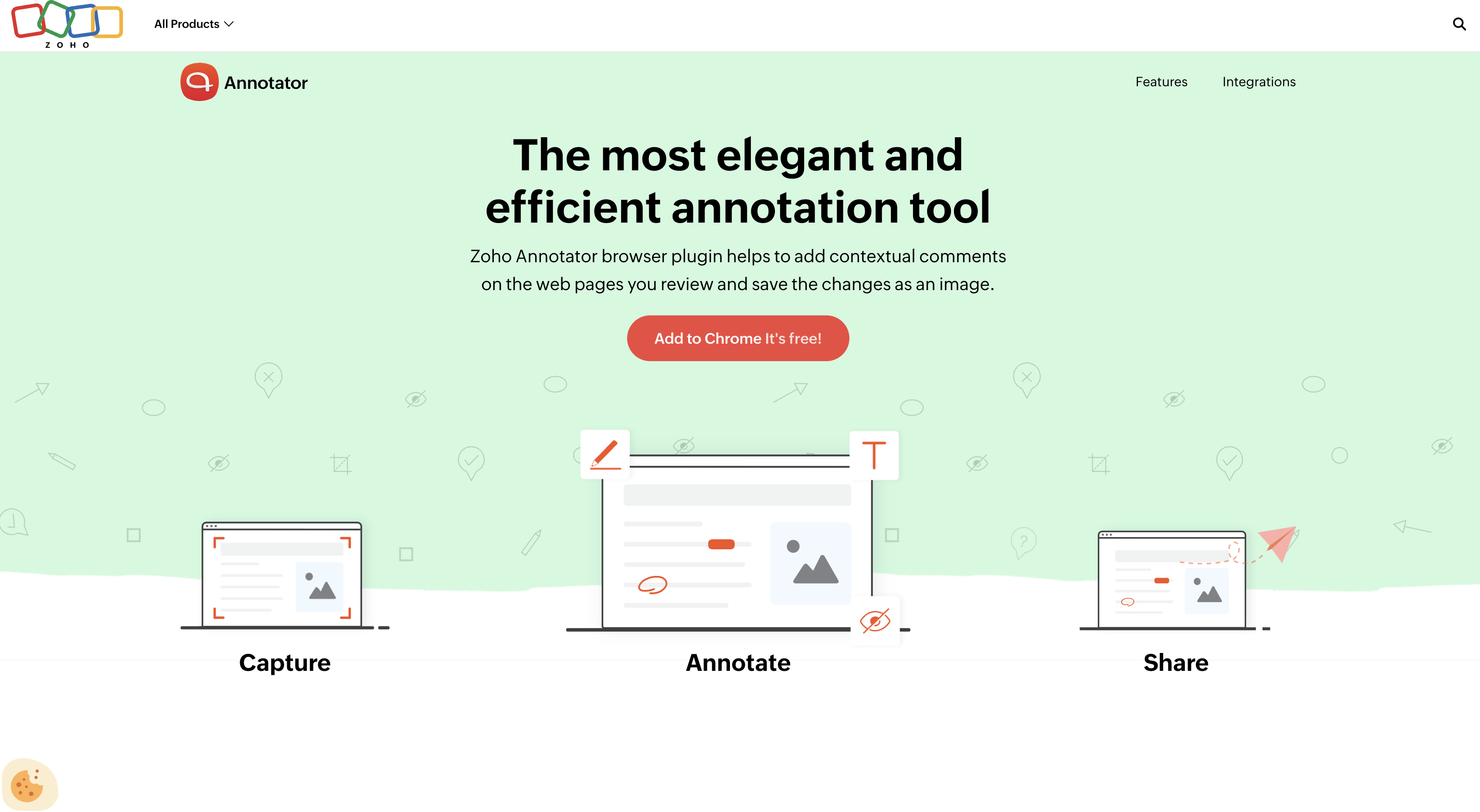 Screenshot of Zoho Annotator homepage.