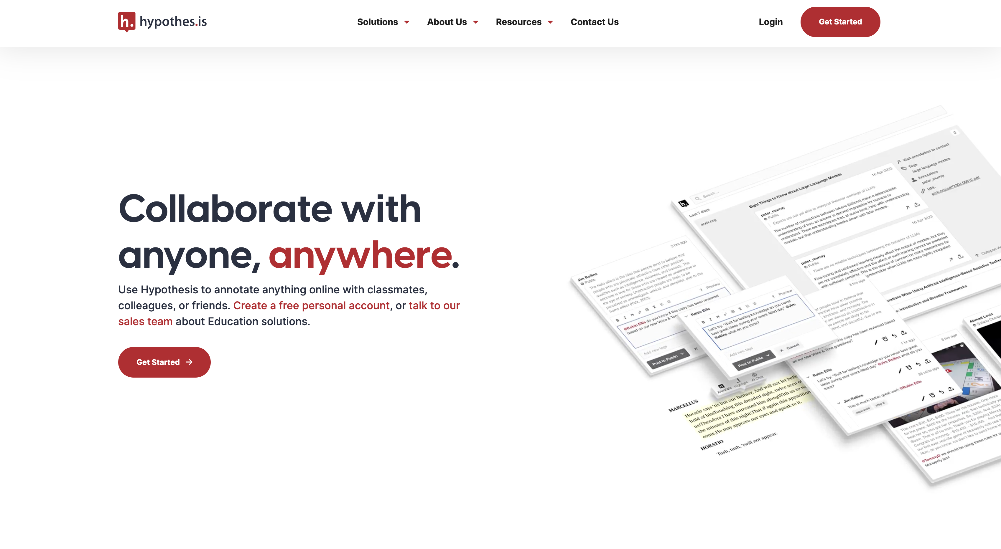 Screenshot of Hypothes.is homepage.