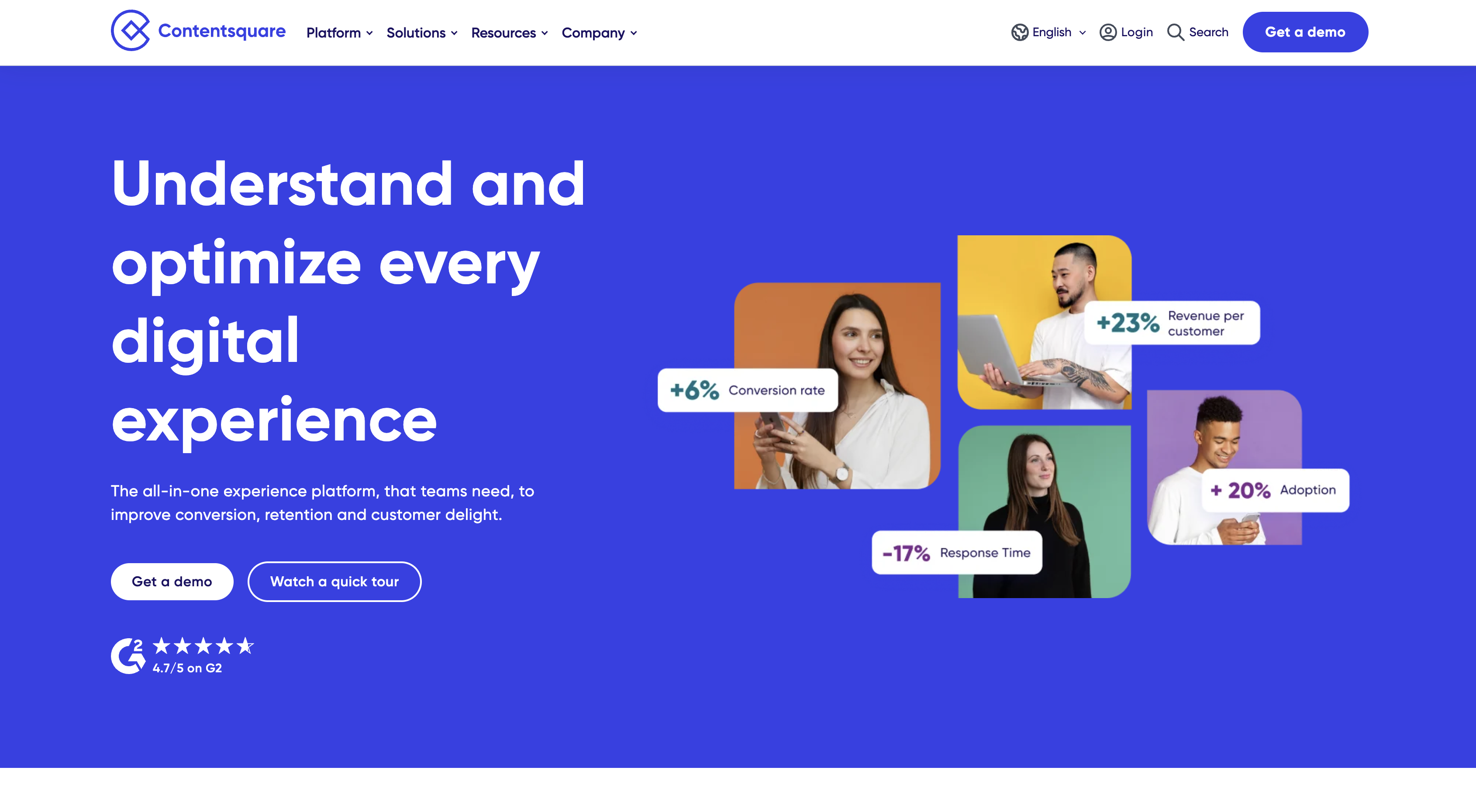 Screenshot of Contentsquare homepage.