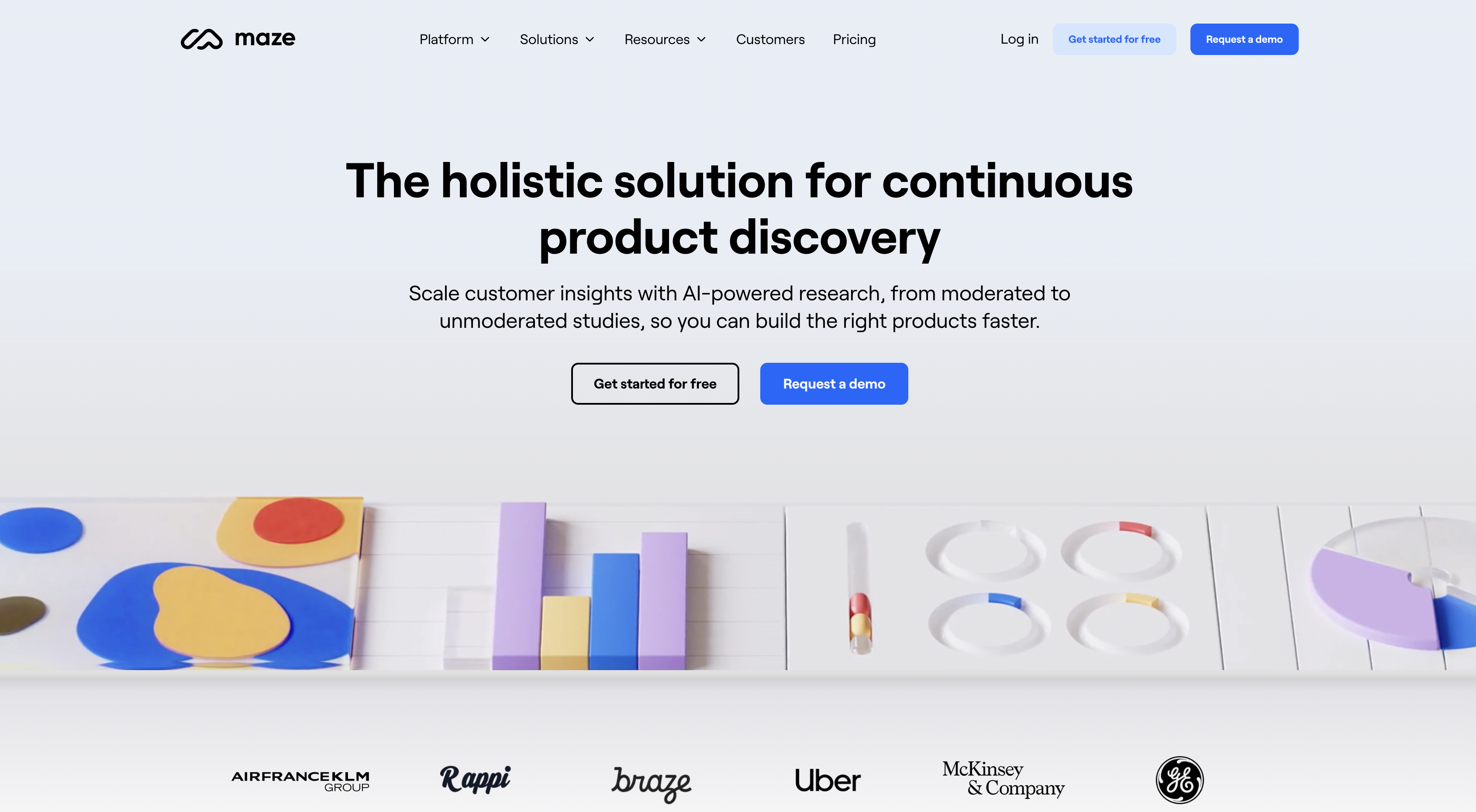 Screenshot of Maze homepage.