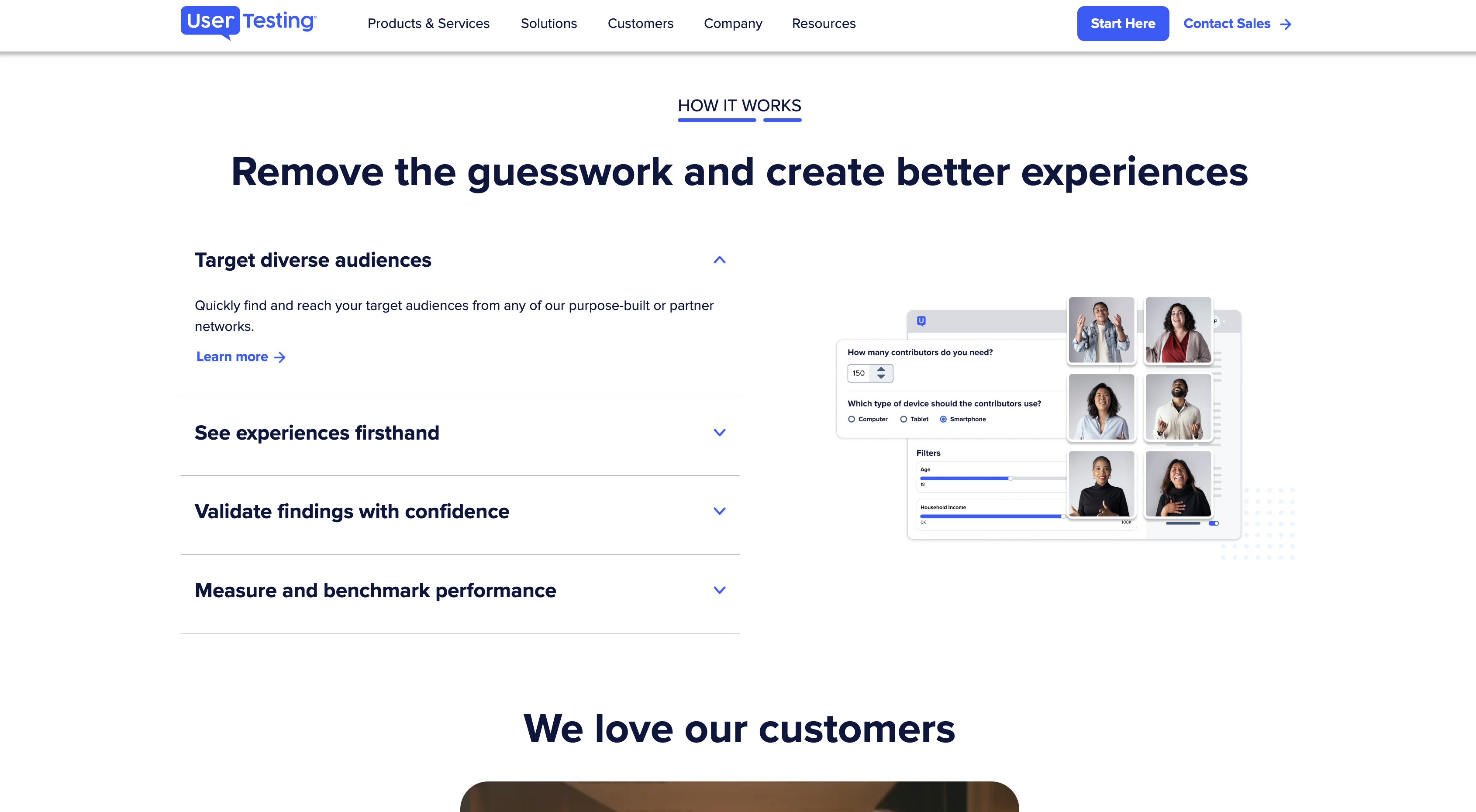 Screenshot of UserTesting homepage.
