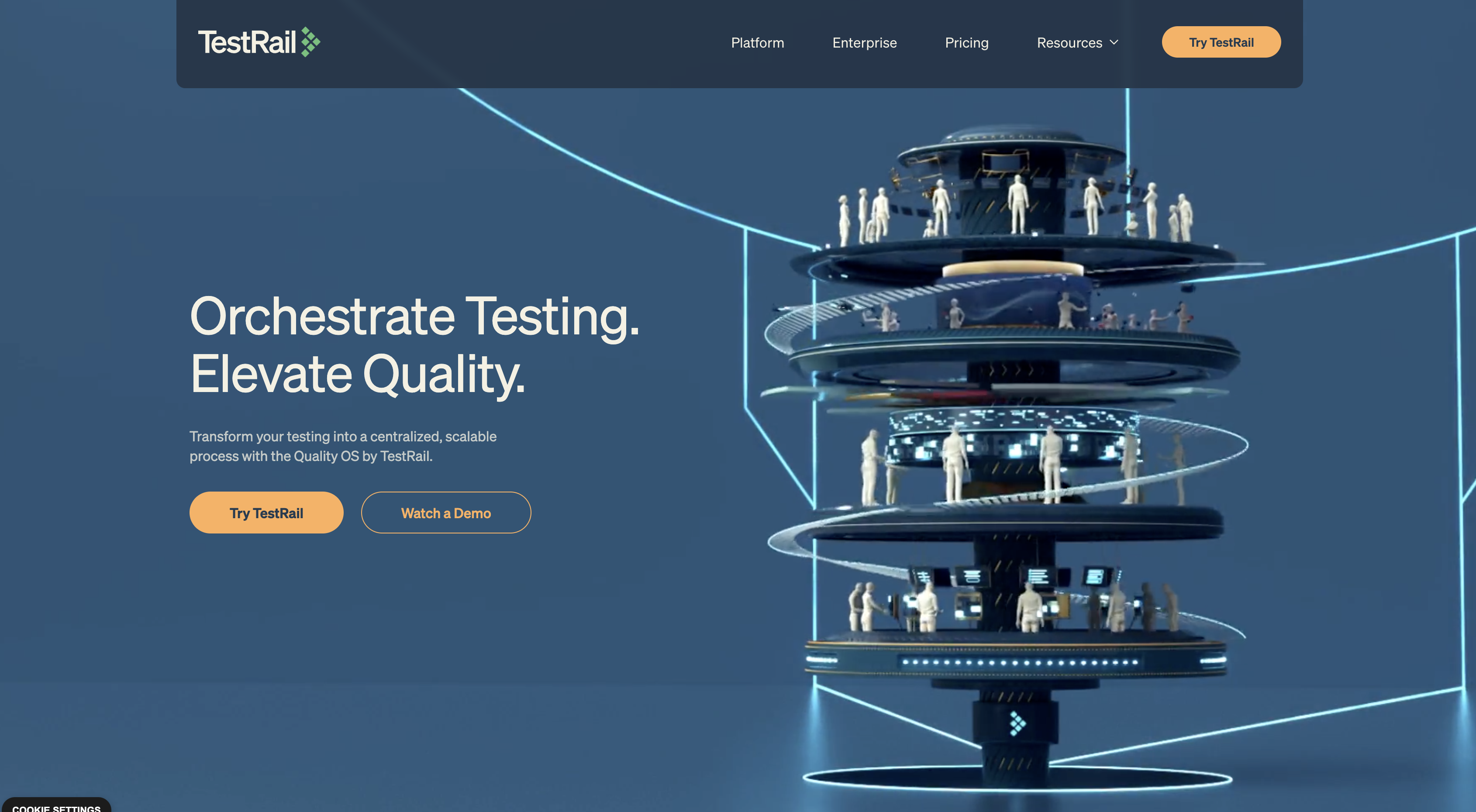 Screenshot of TestRail homepage.