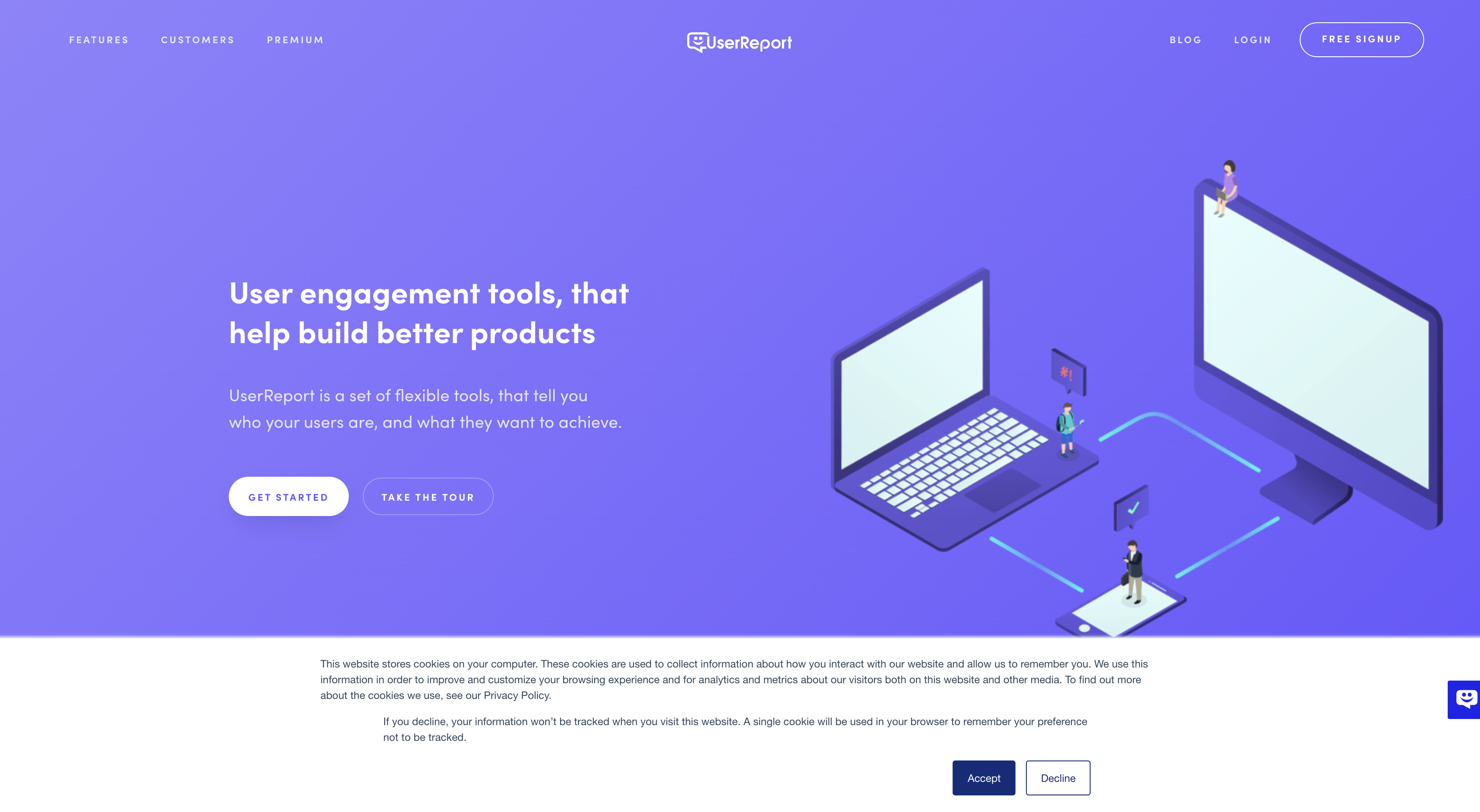 Screenshot of UserReport homepage.