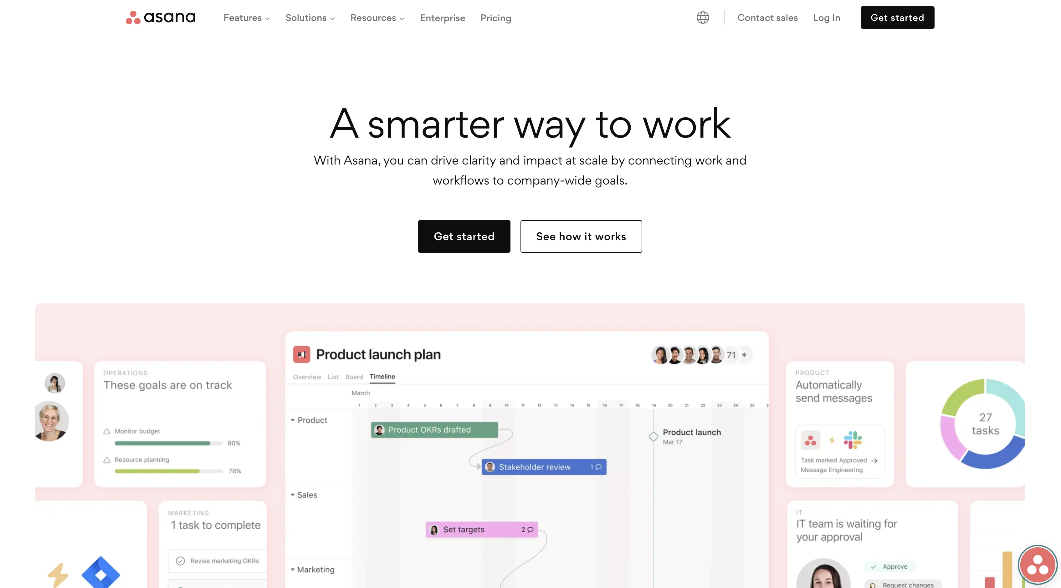 Screenshot of Asana homepage.