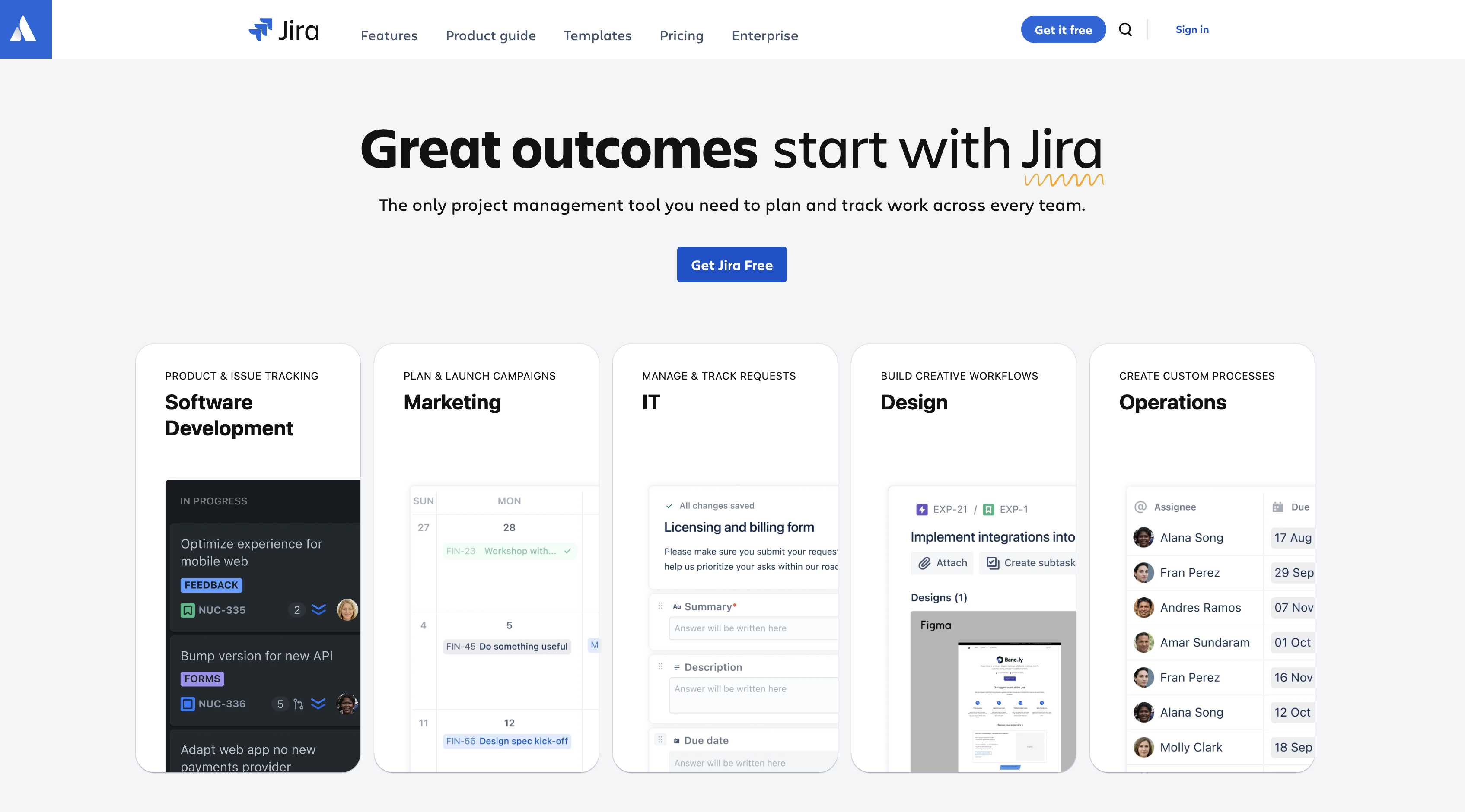 Screenshot of Jira homepage.