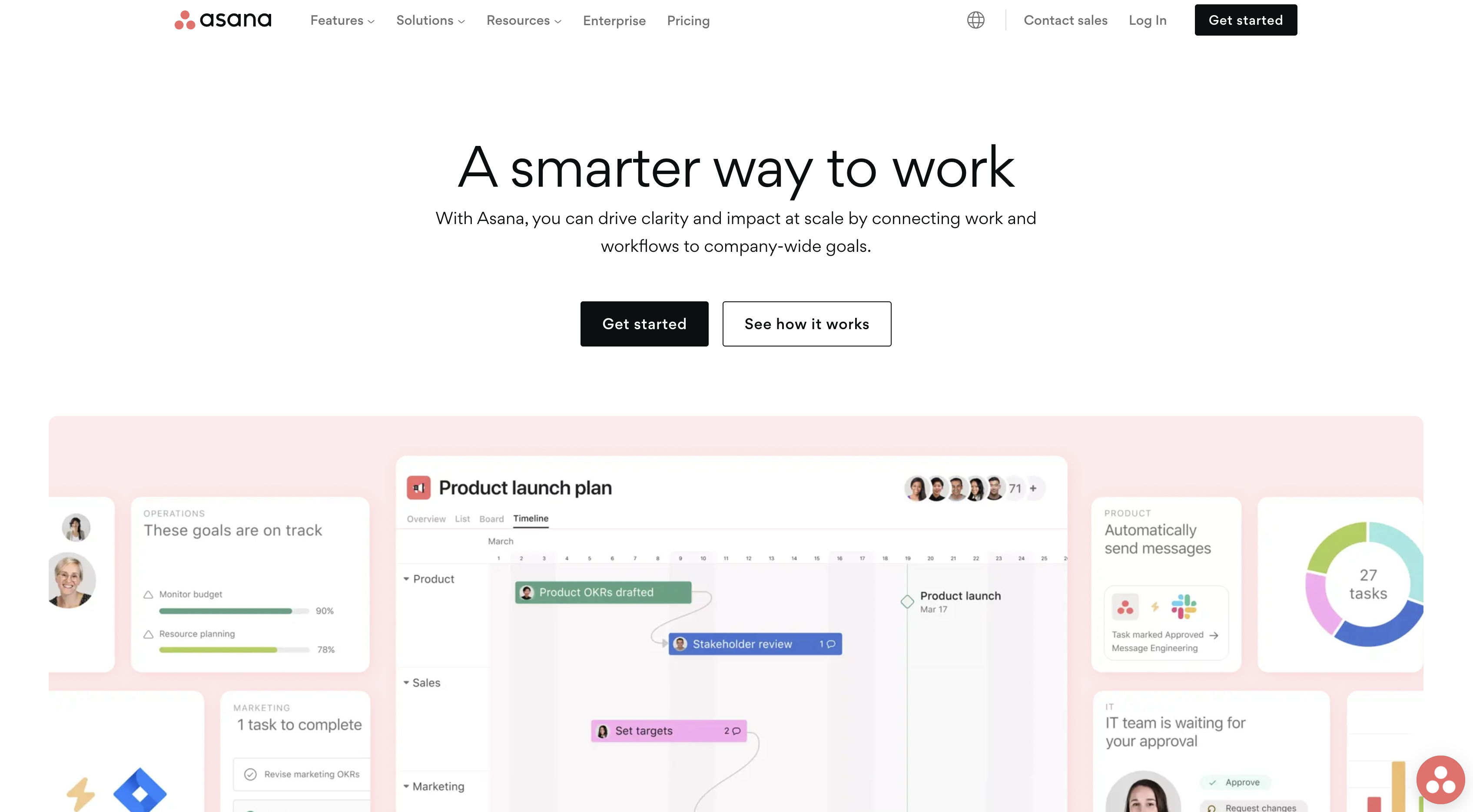 Screenshot of Asana homepage