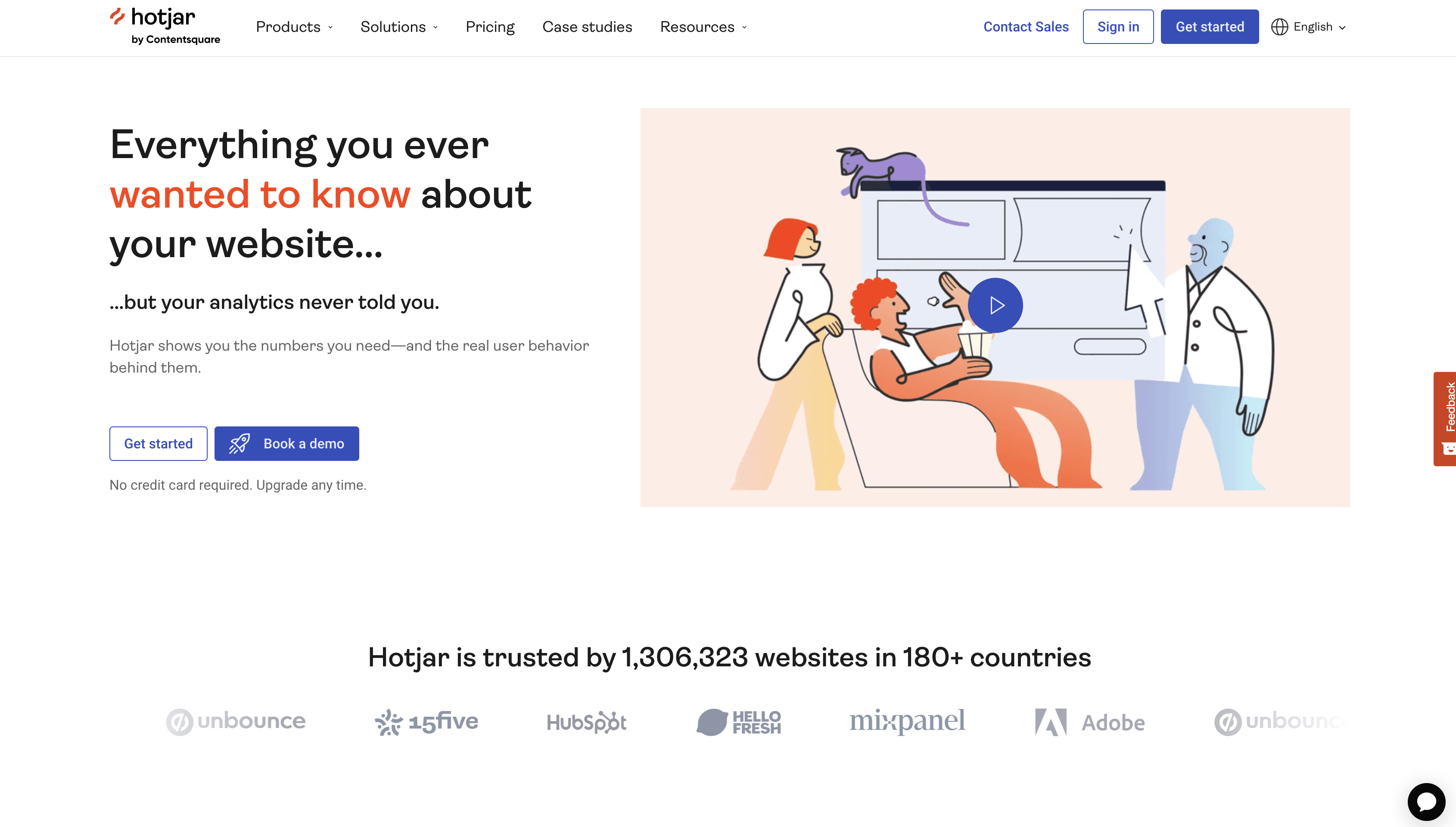 Screenshot of Hotjar homepage.