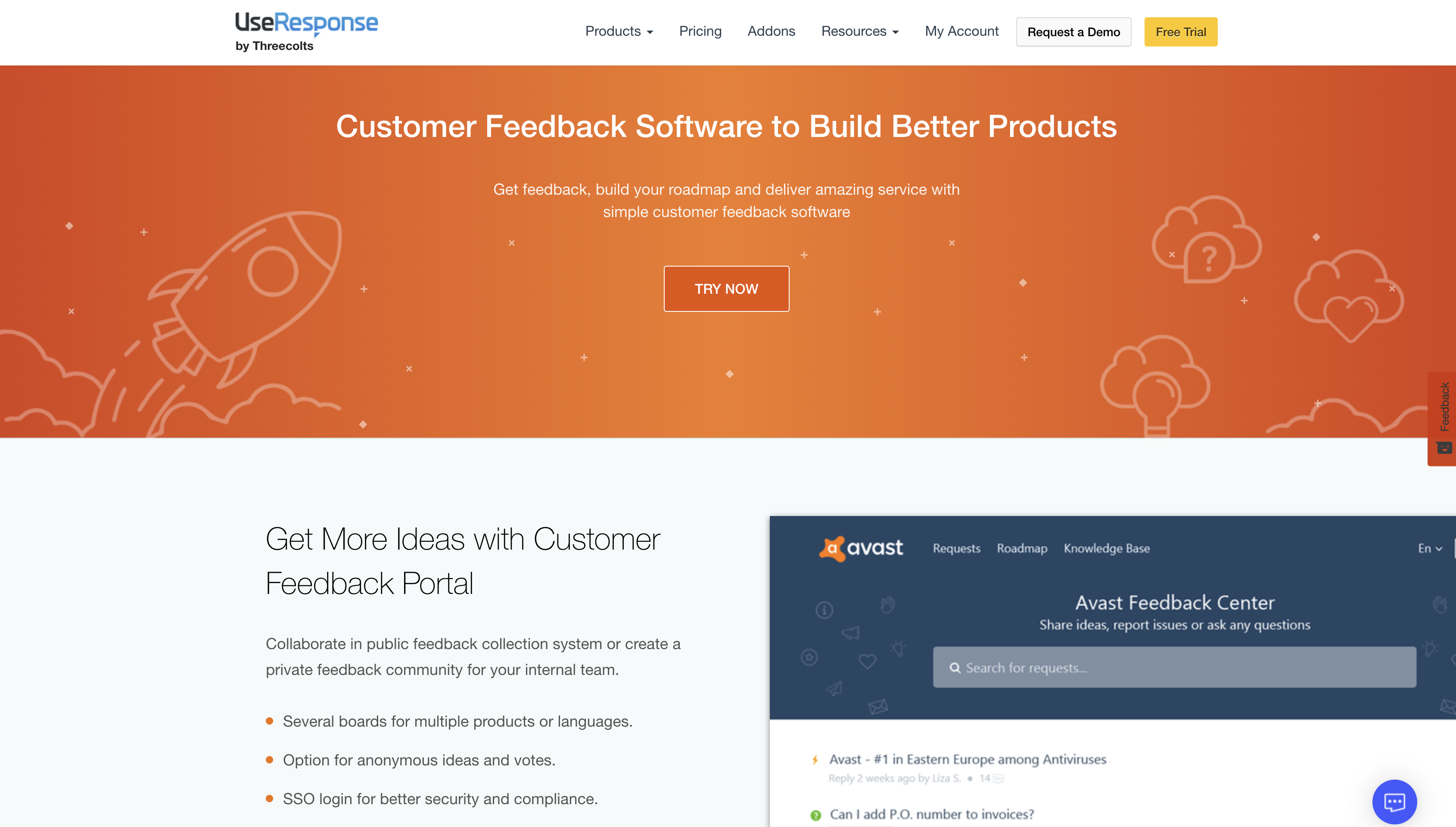Screenshot of UseResponse homepage.