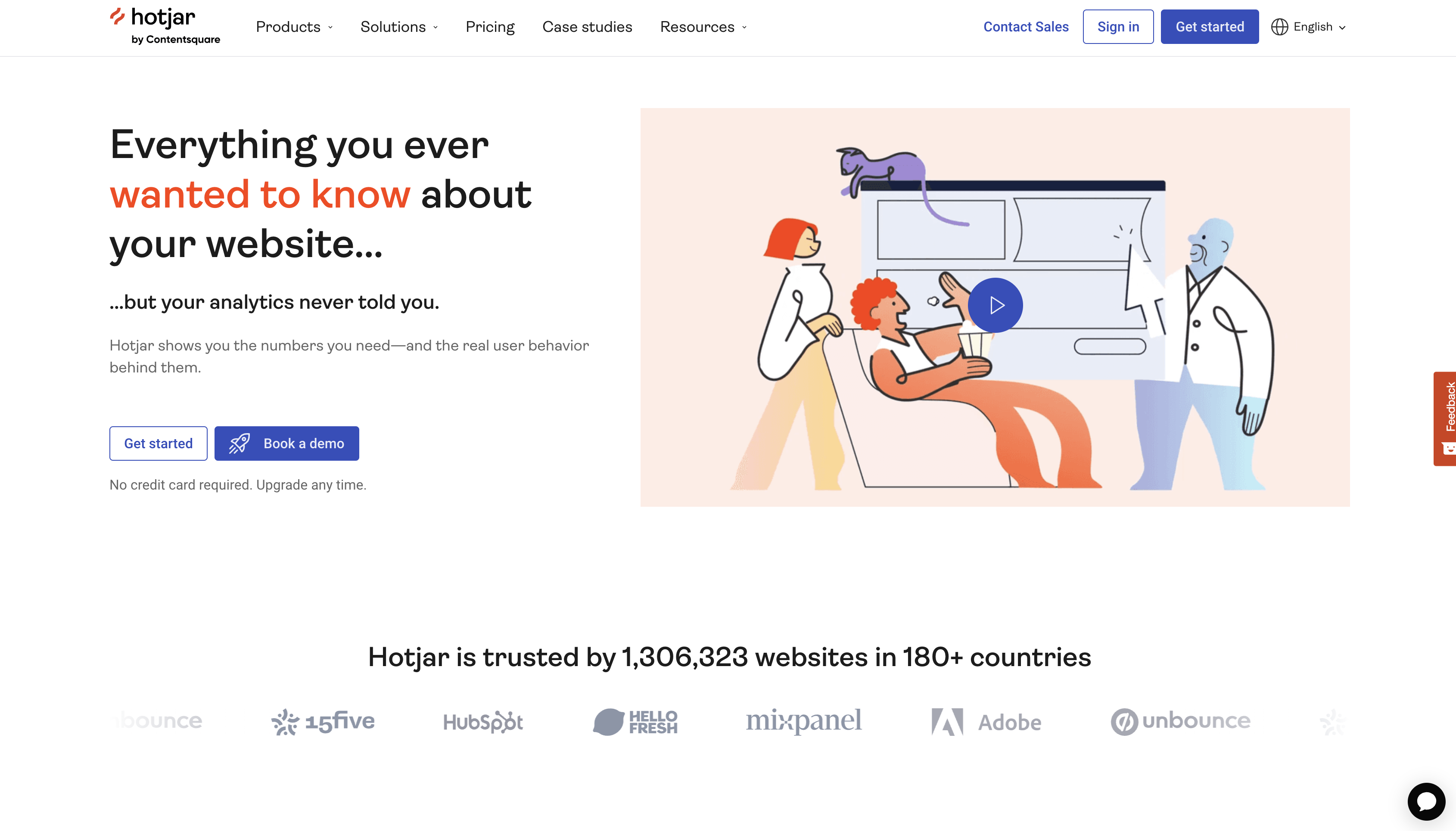 Screenshot of Hotjar homepage.
