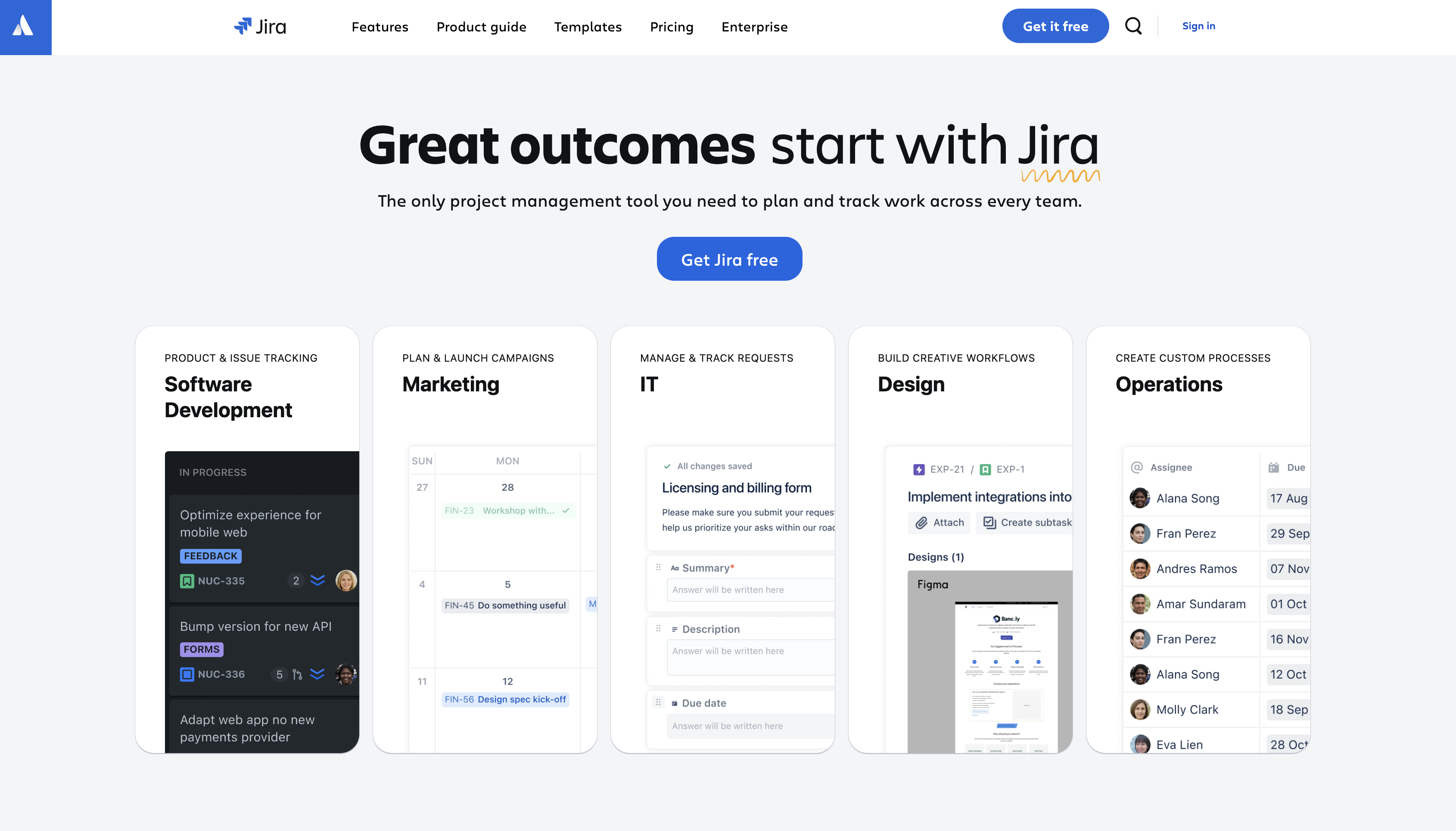 Screenshot of Jira homepage.