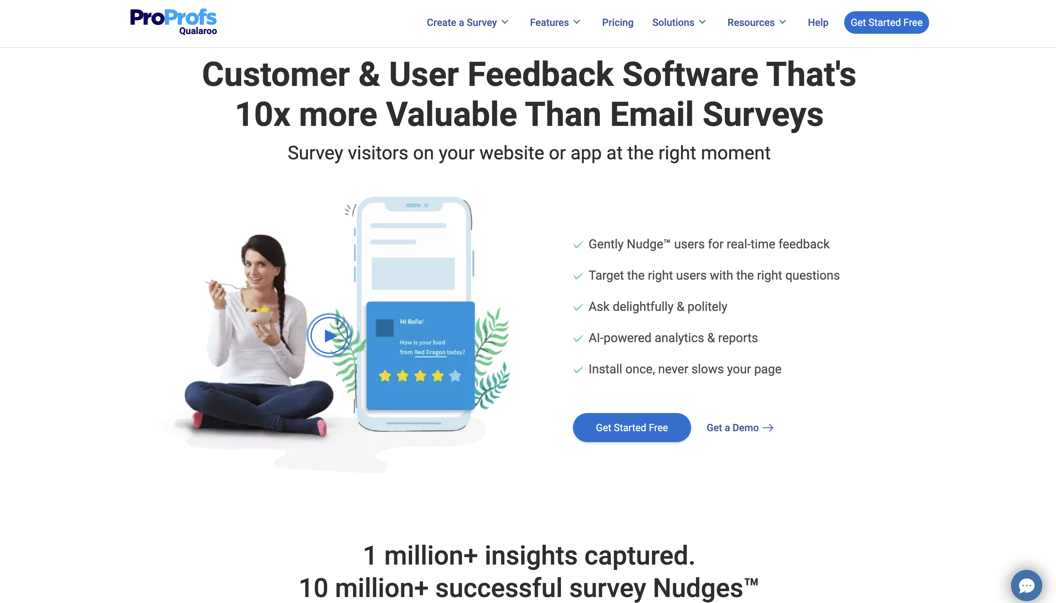 Screenshot of Qualaroo homepage.