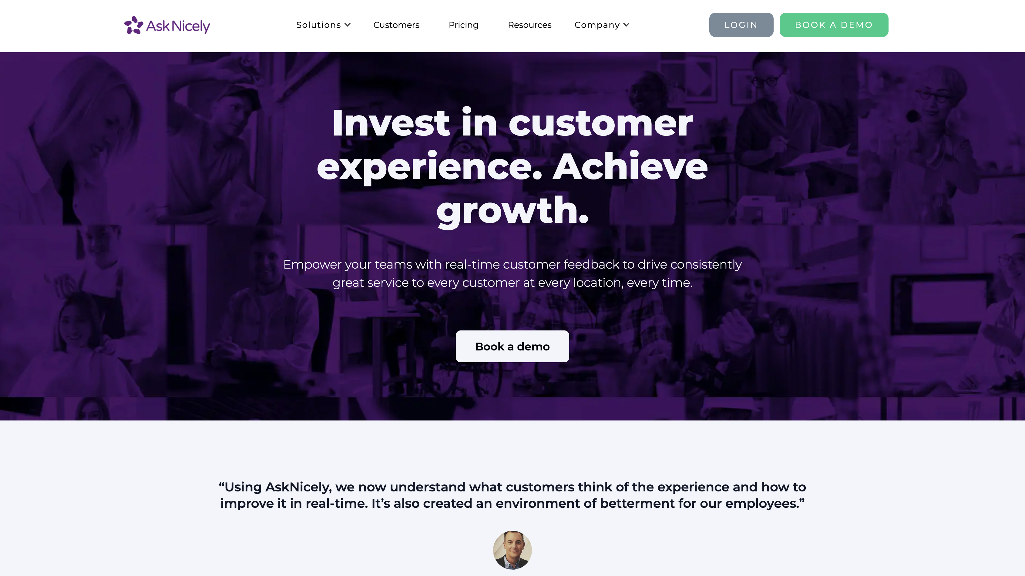 Screenshot of AskNicely homepage.