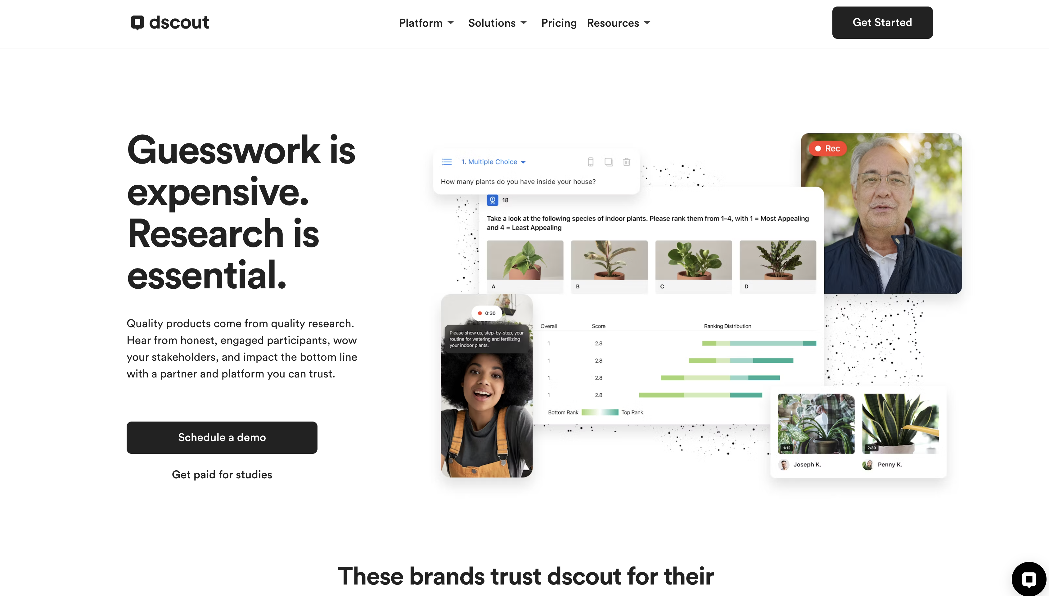 Screenshot of dscout homepage.