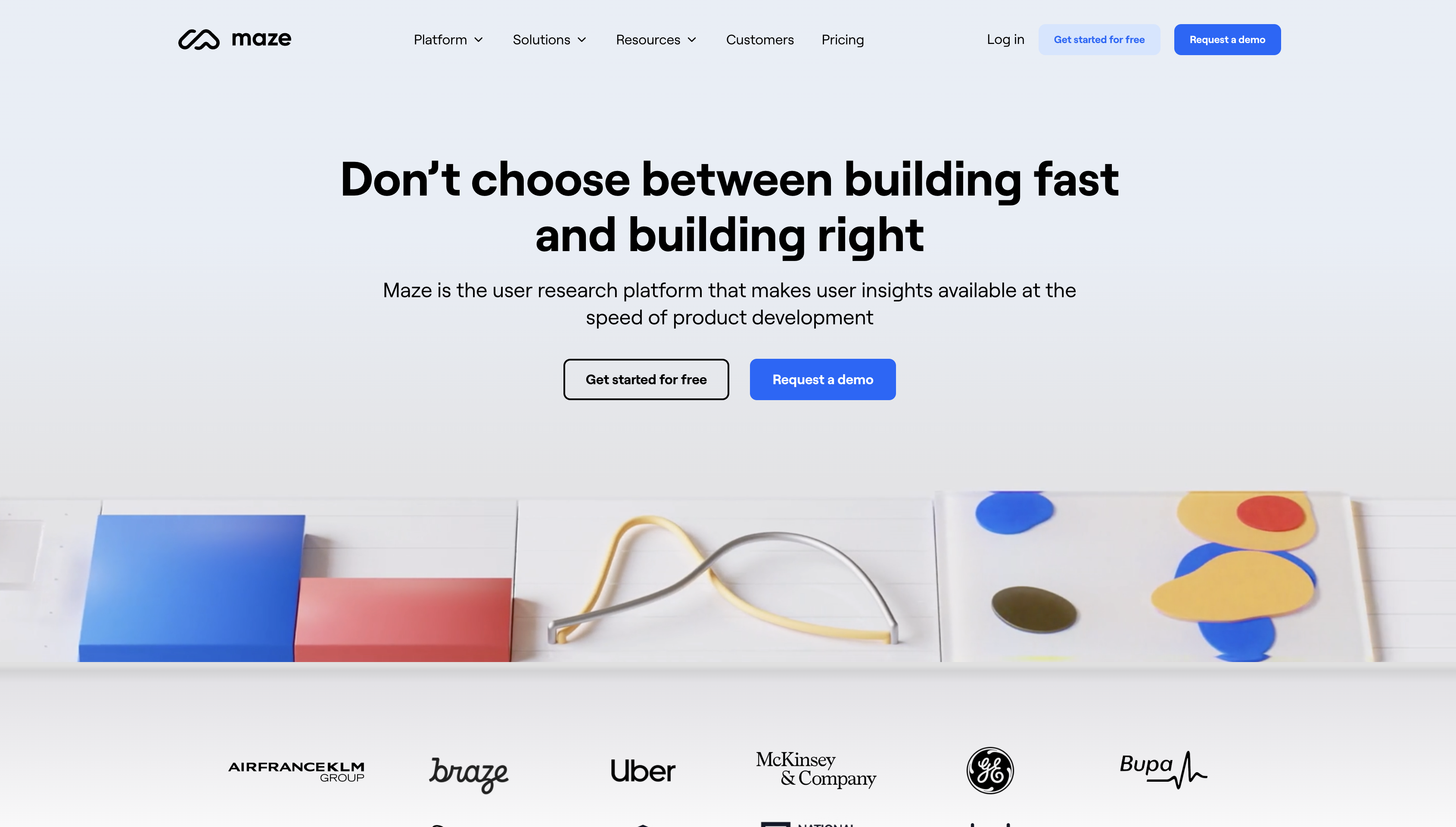 Screenshot of Maze homepage.