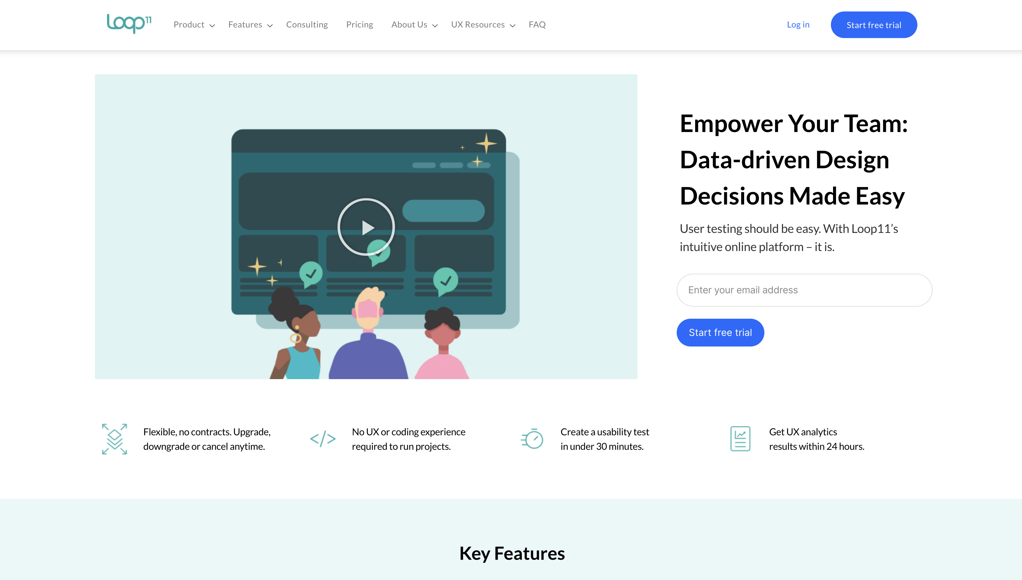 Screenshot of Loop11 homepage.
