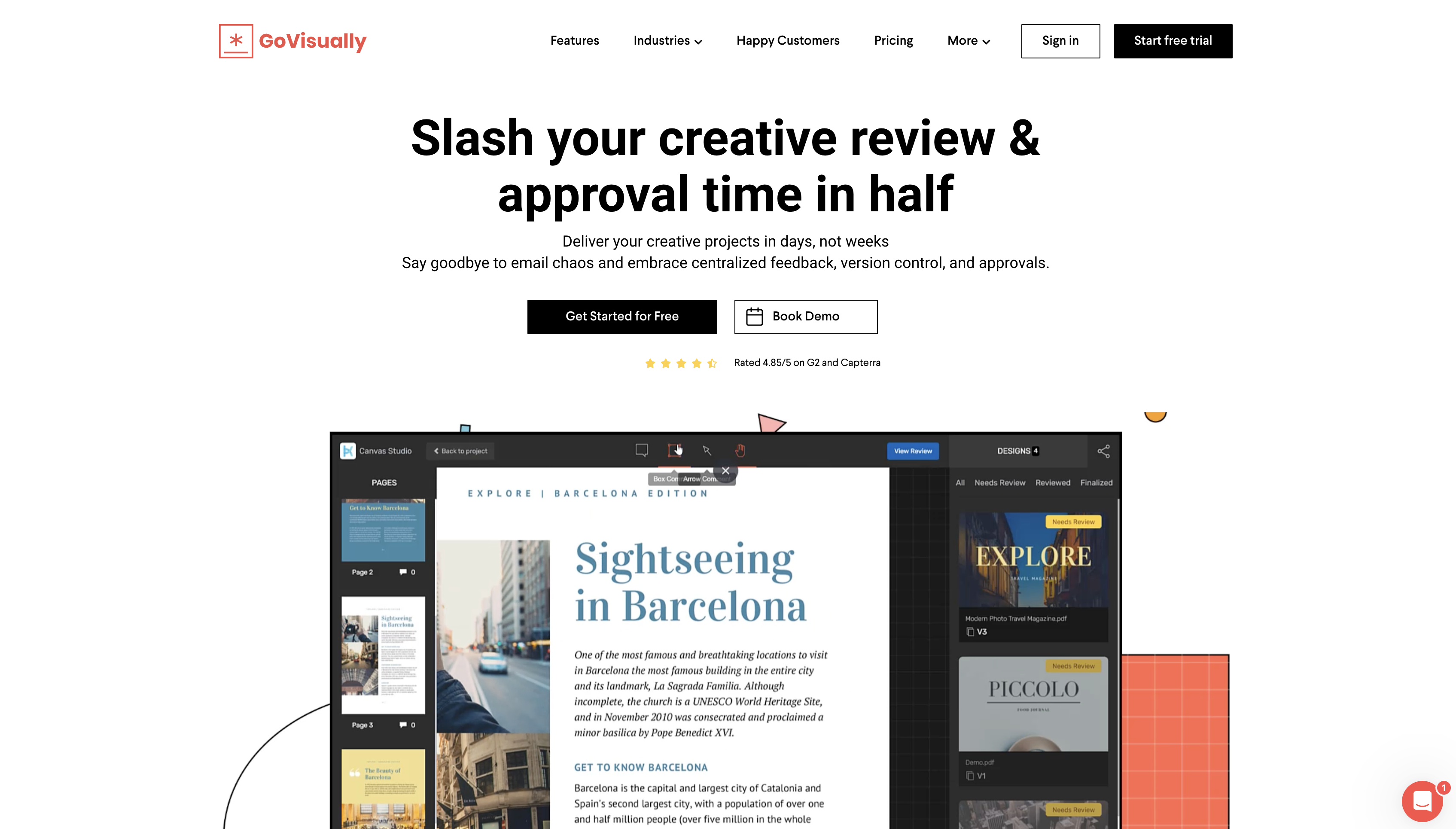 Screenshot of GoVisually homepage.