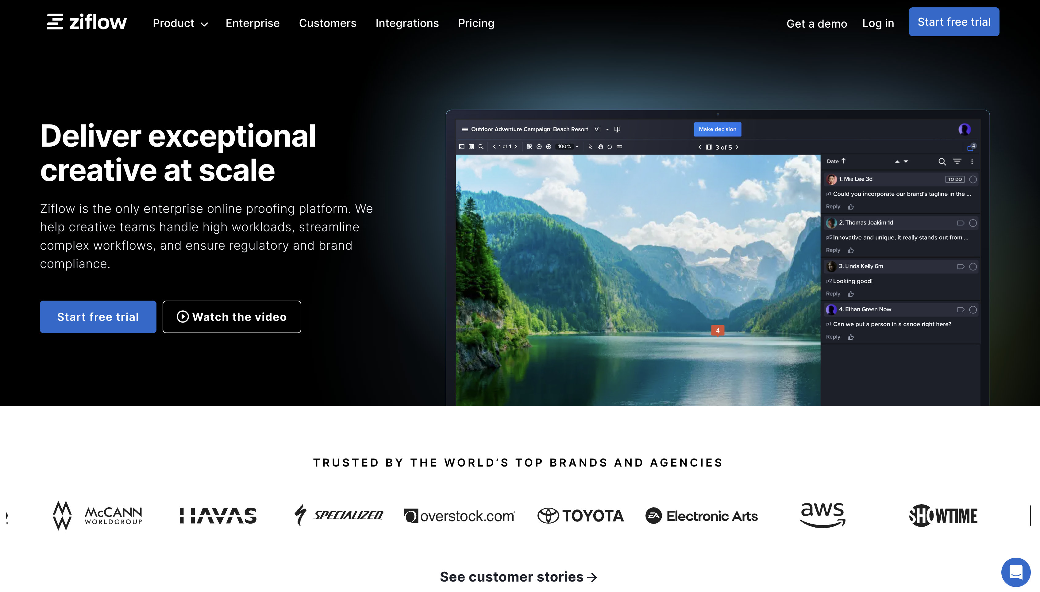 Screenshot of Ziflow homepage.