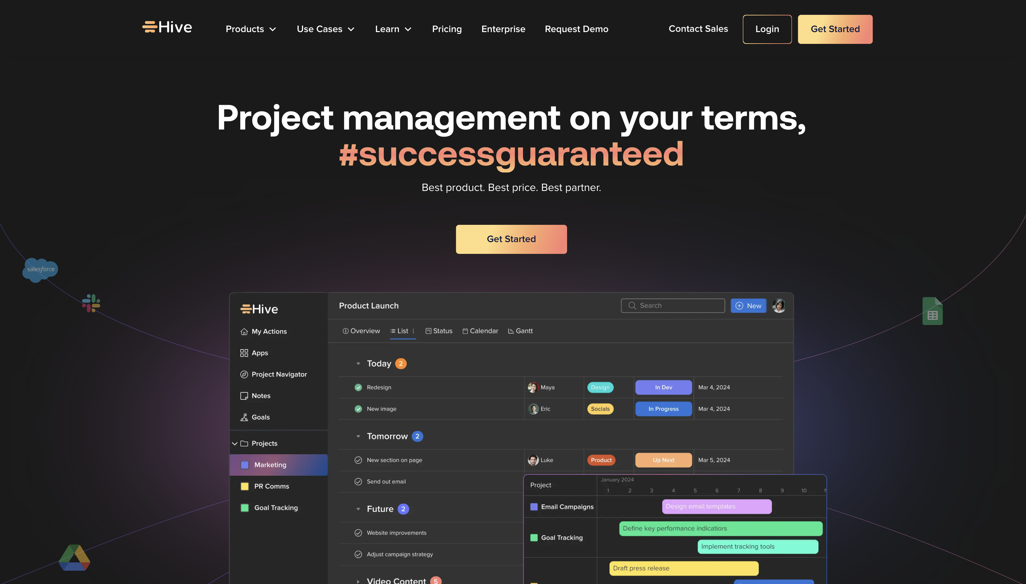 Screenshot of Hive homepage.
