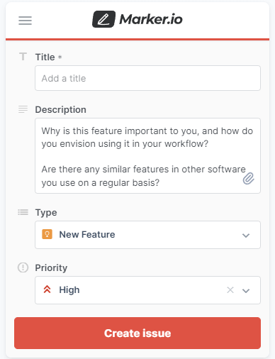 An example template for a new feature request.