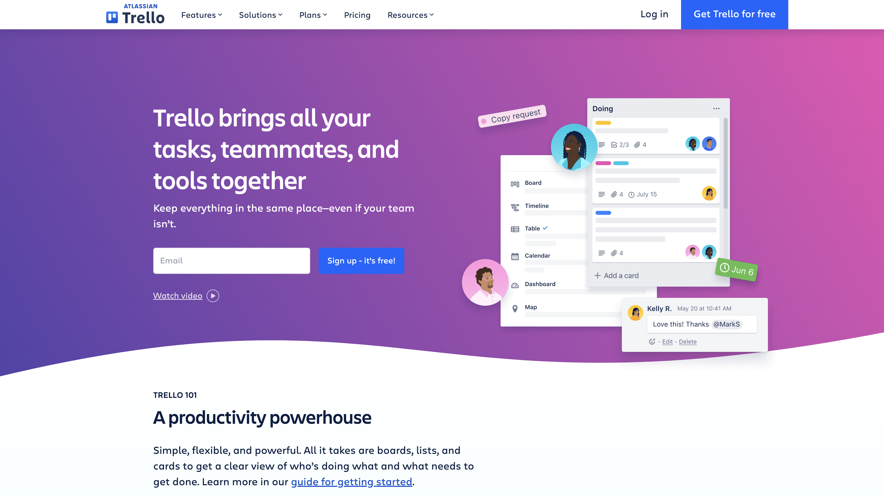 Screenshot of Trello homepage.