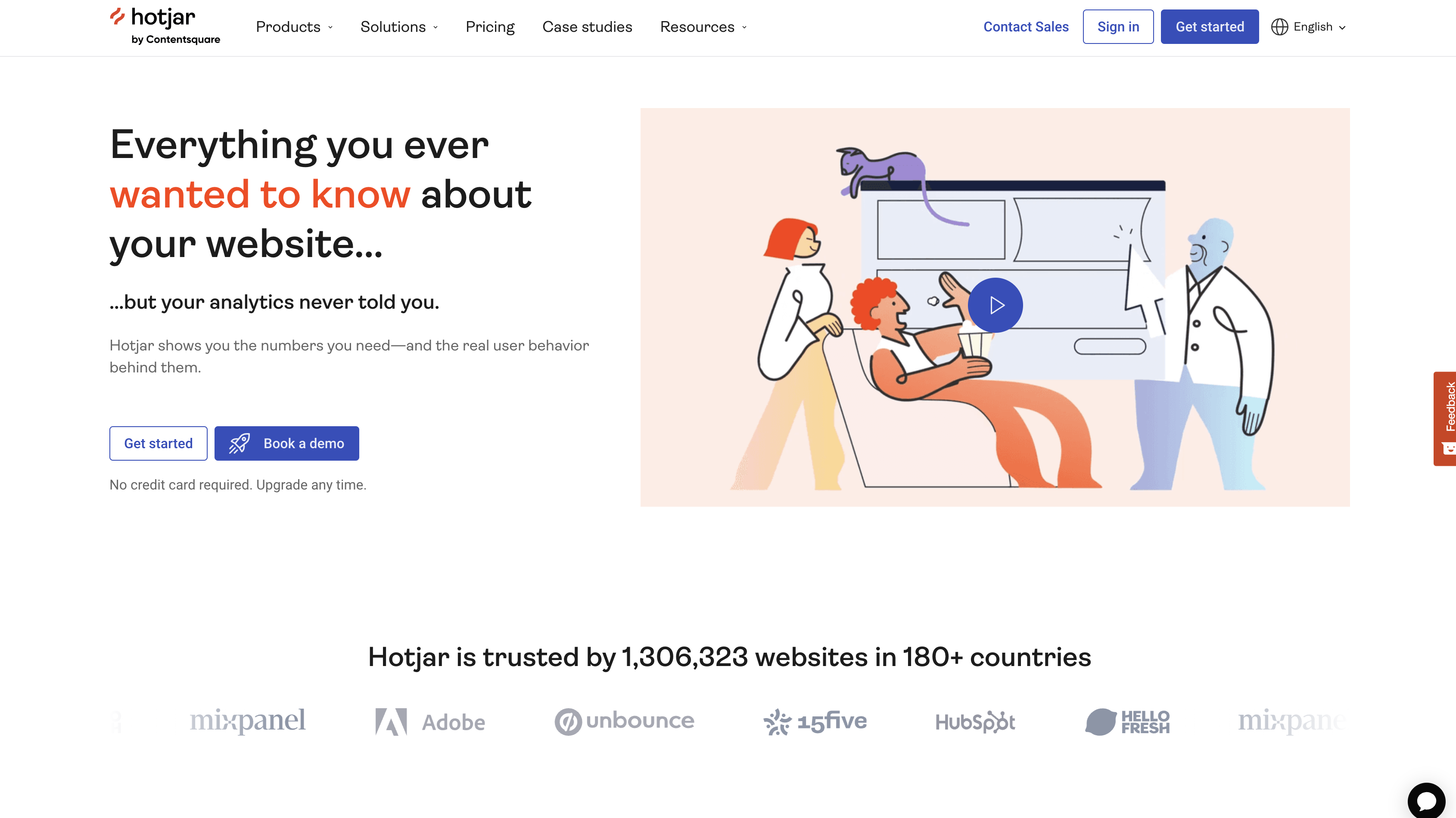 Screenshot of Hotjar homepage.
