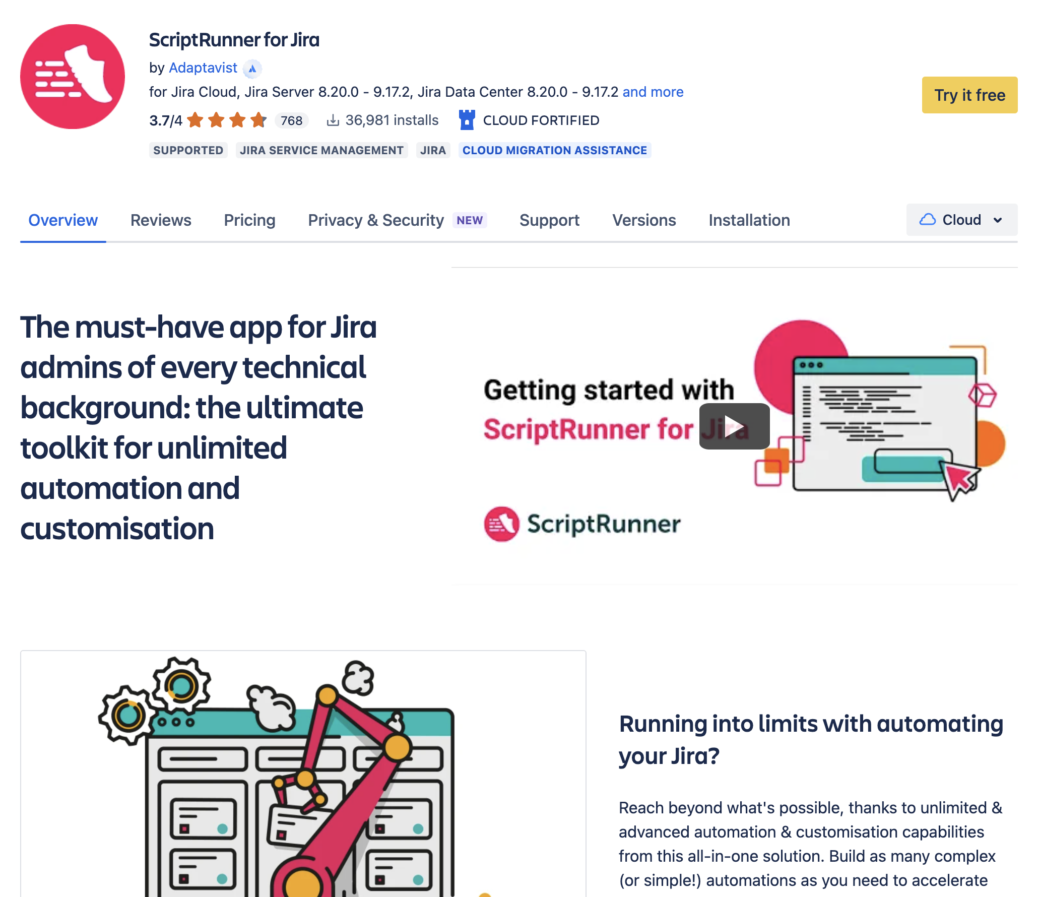 Screenshot of ScriptRunner listing.