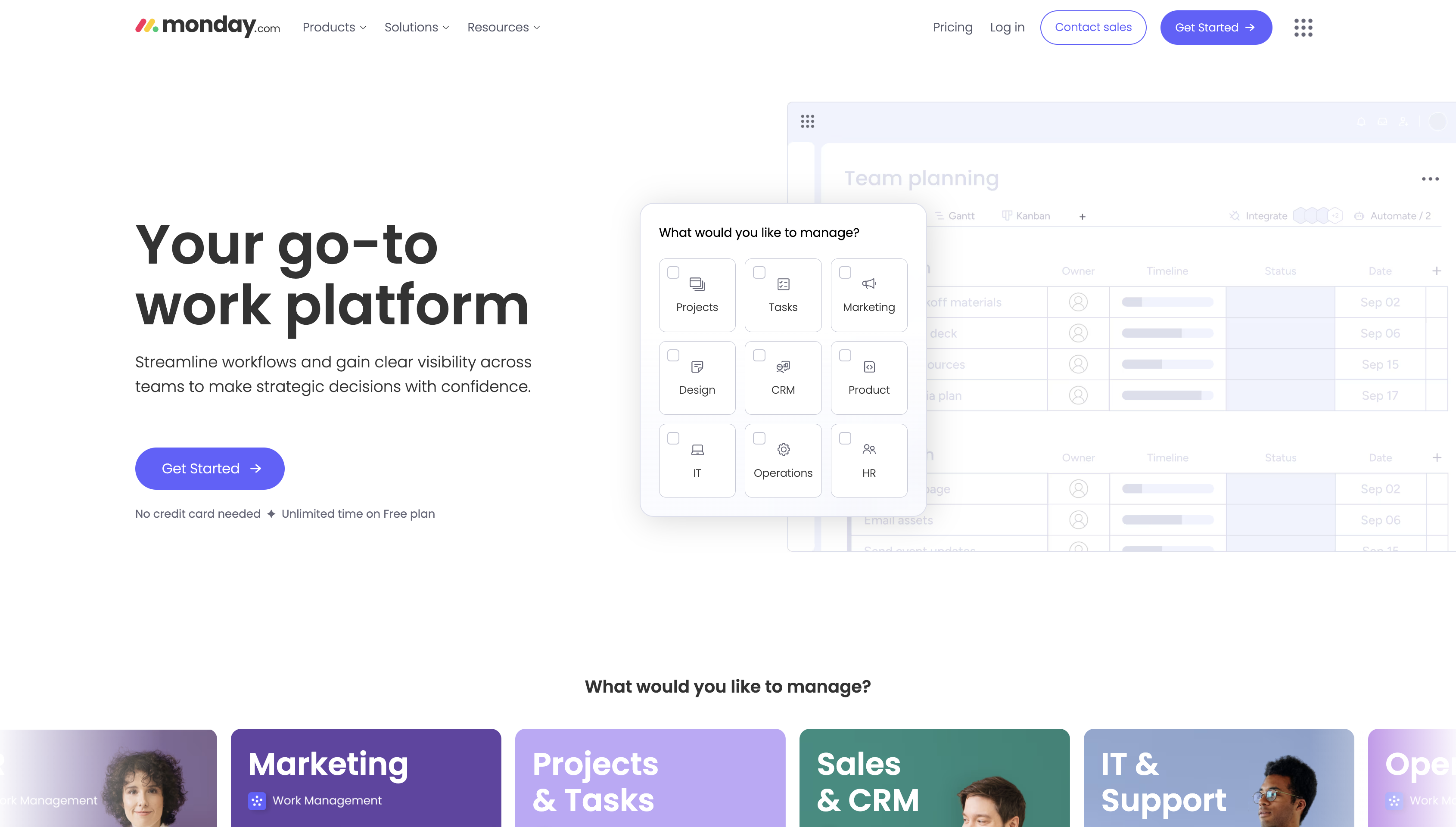 Screenshot of Monday.com homepage.