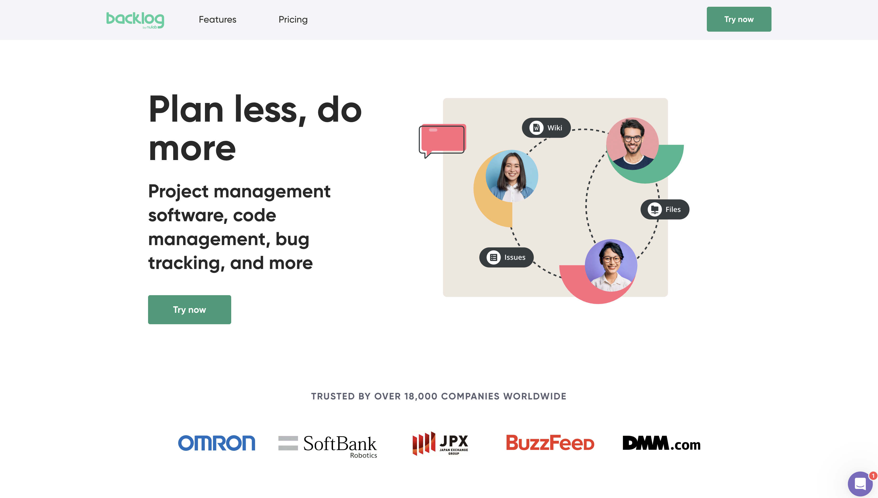 Screenshot of Backlog landing page.
