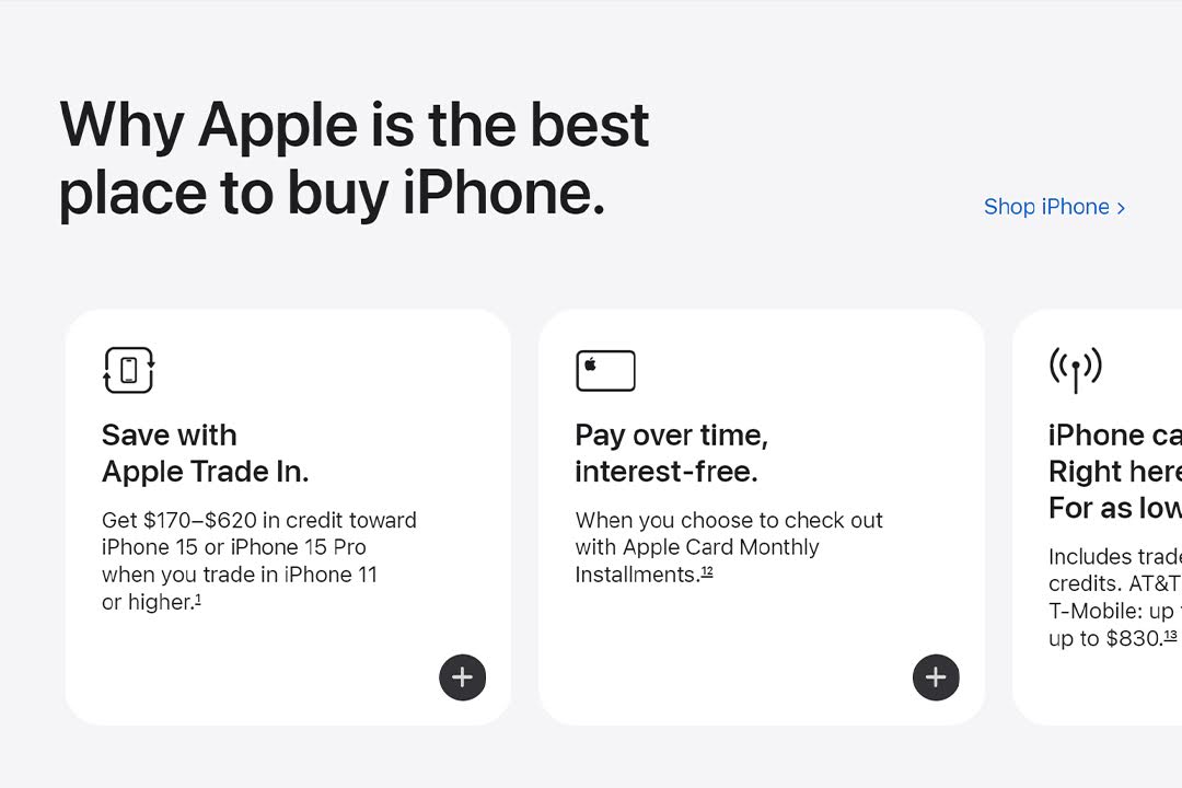 An example of the typography used on Apple's website.