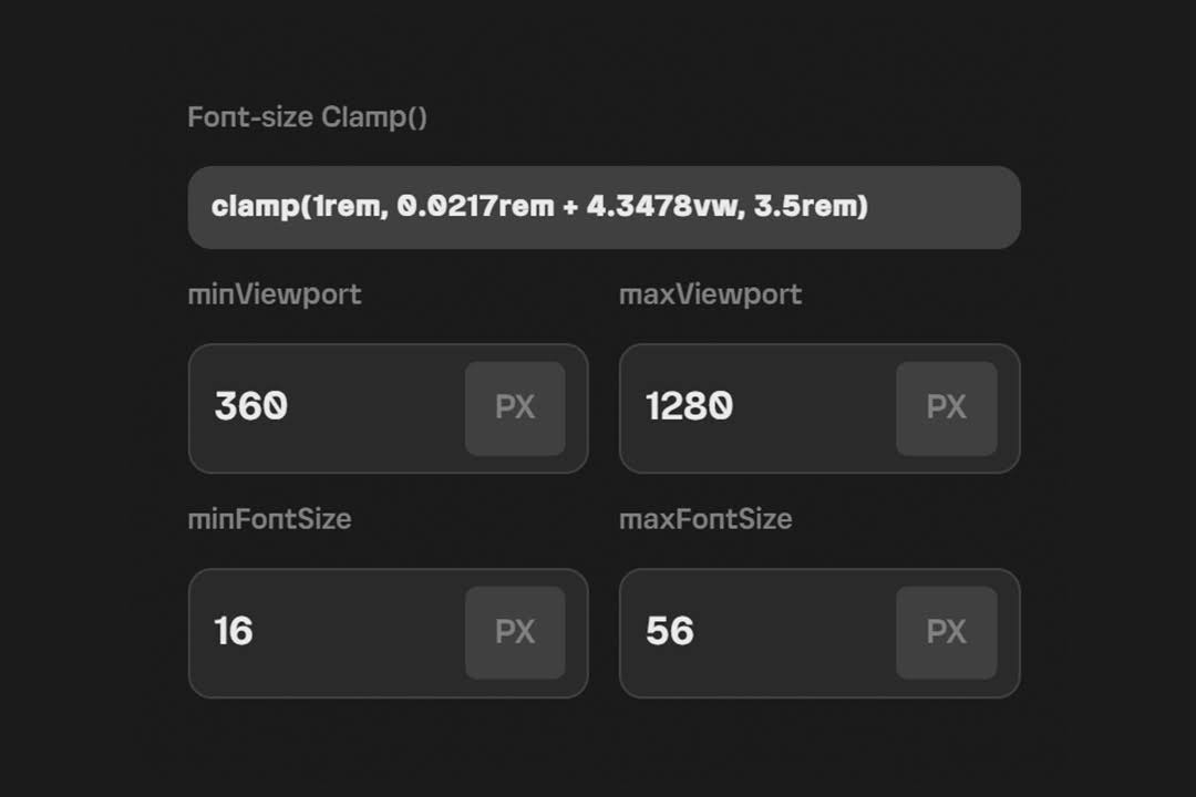 The clamp css generator tool in action.