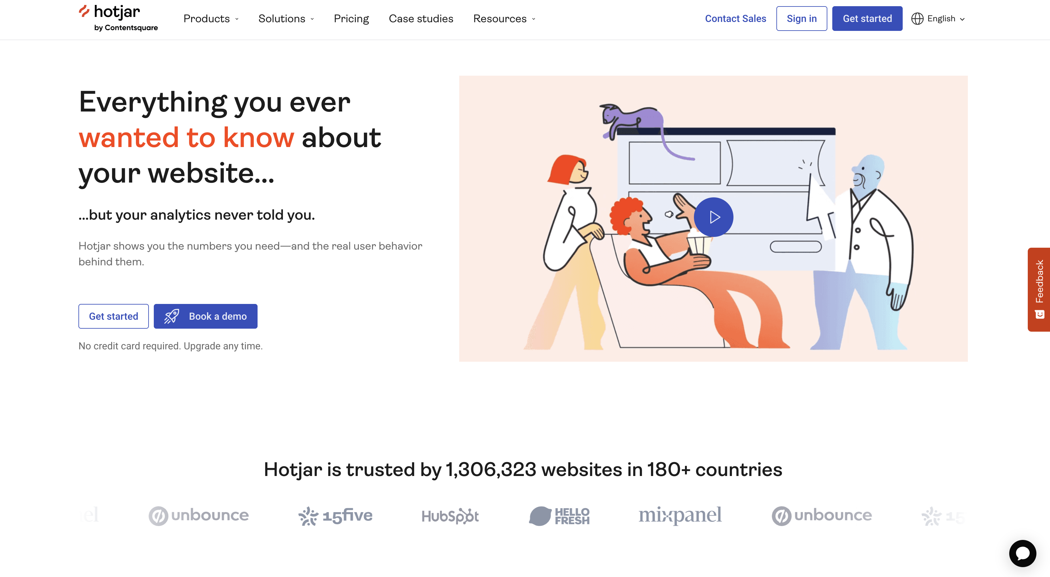 Screenshot of Hotjar homepage