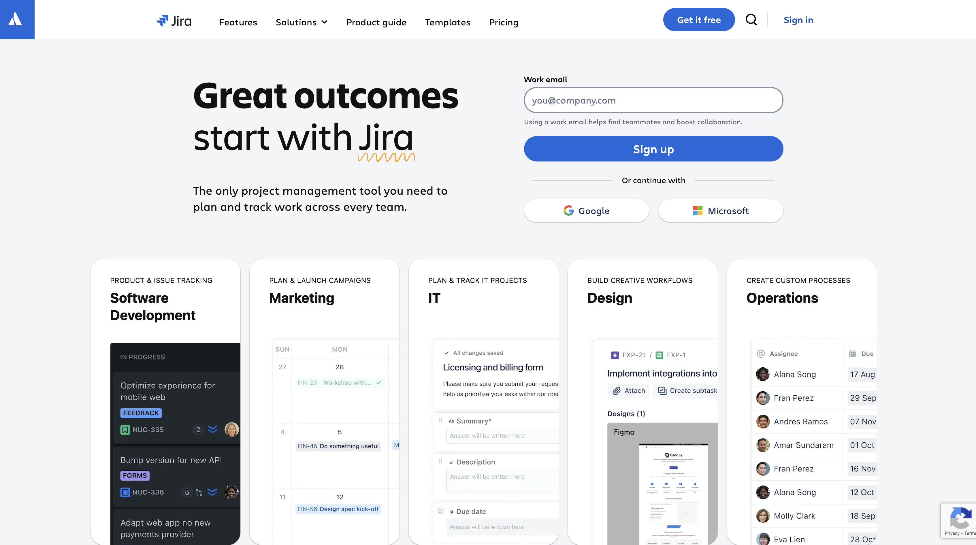 Screenshot of Jira homepage