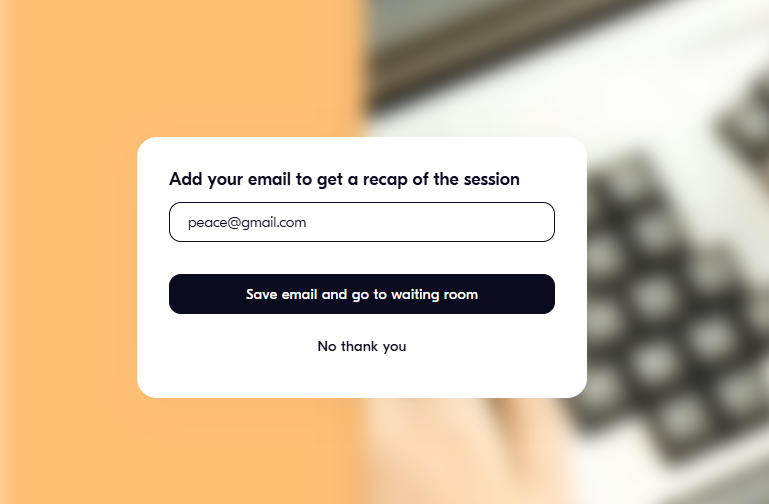 The same example of email signup, but this time the email is correct.