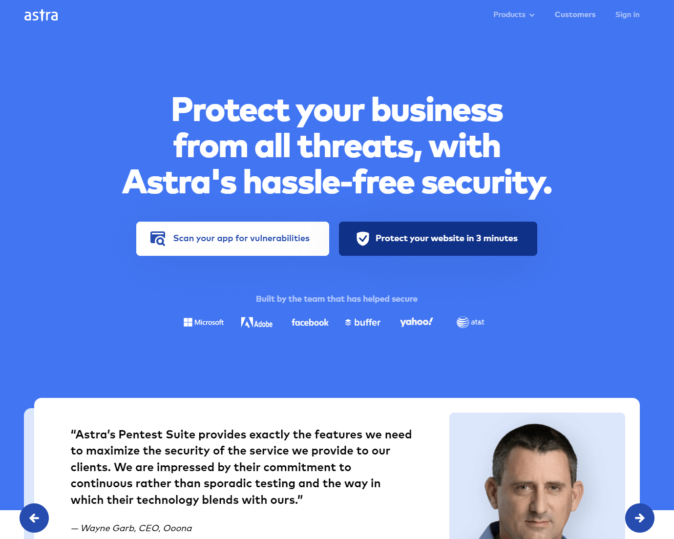 Screenshot of Astra homepage