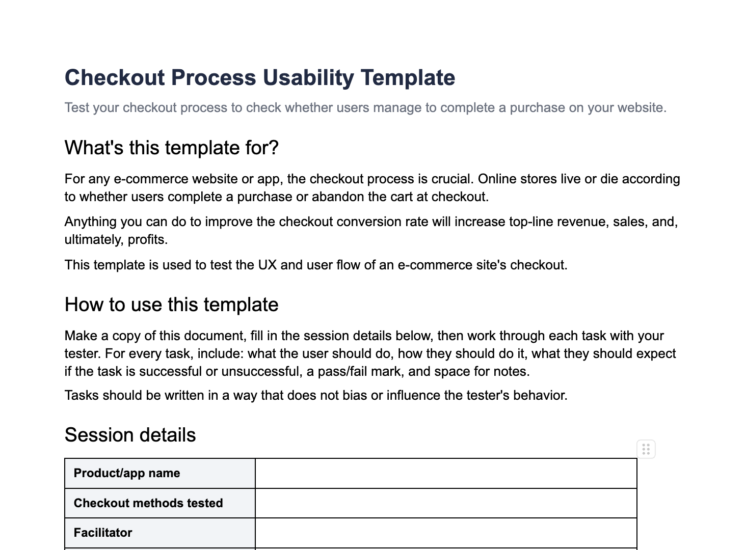 checkout-process-testing-template