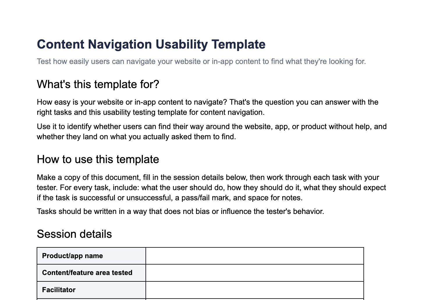 content-navigation-testing-template