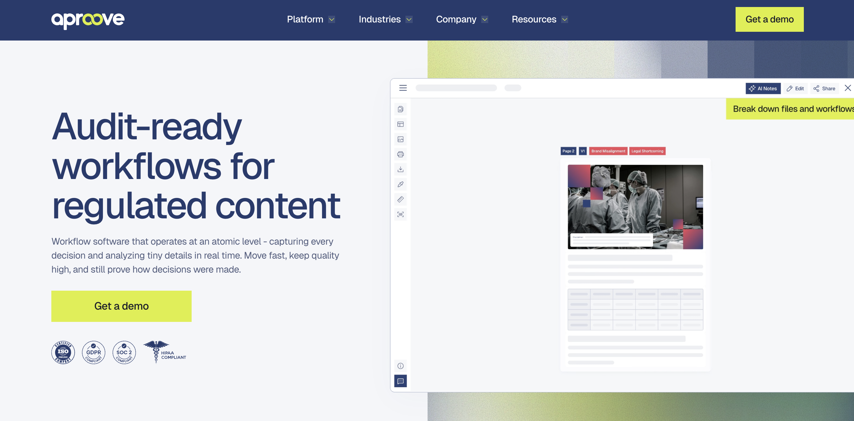 Screenshot of aproove homepage.