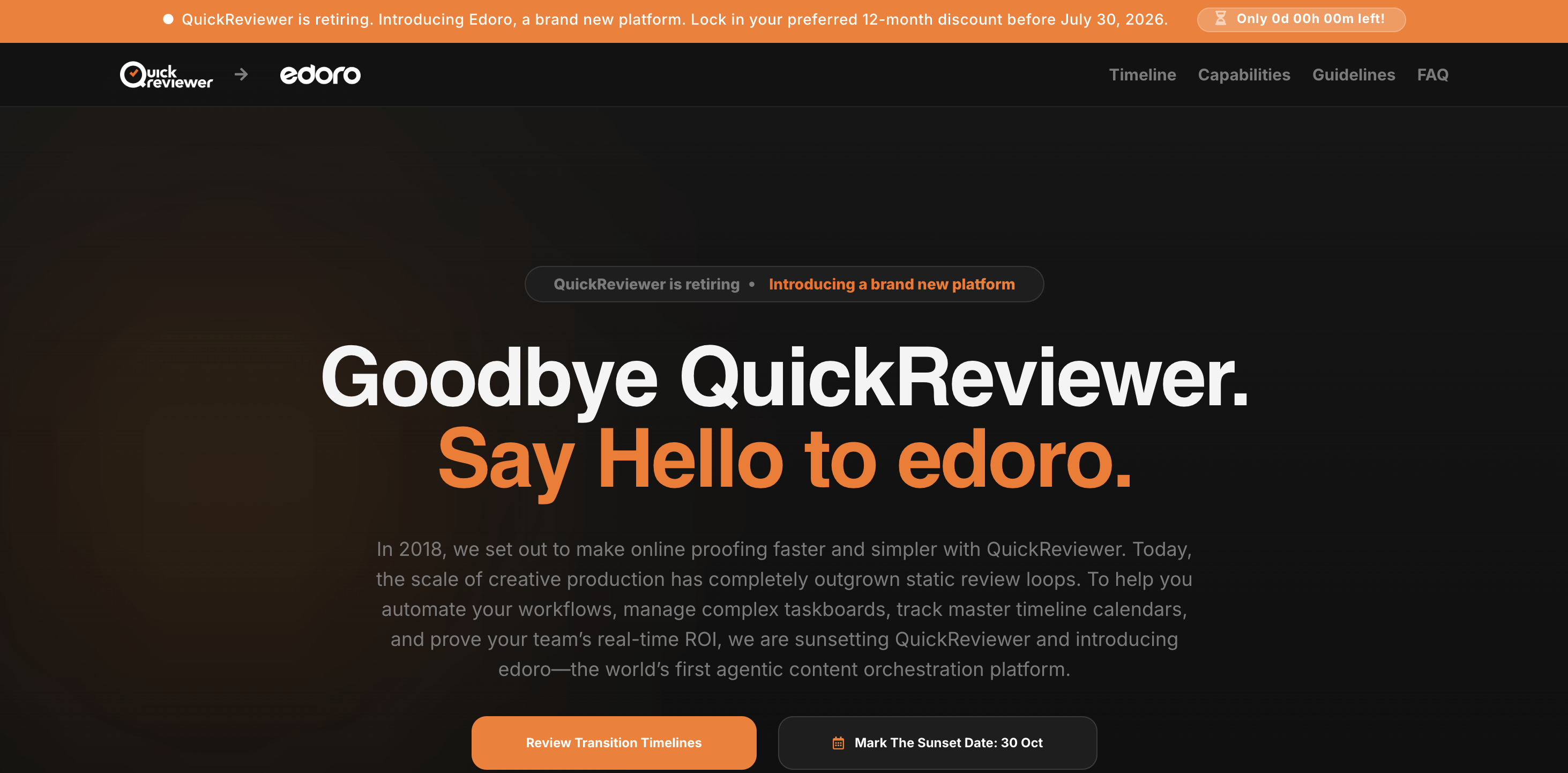 Screenshot of Edoro homepage.
