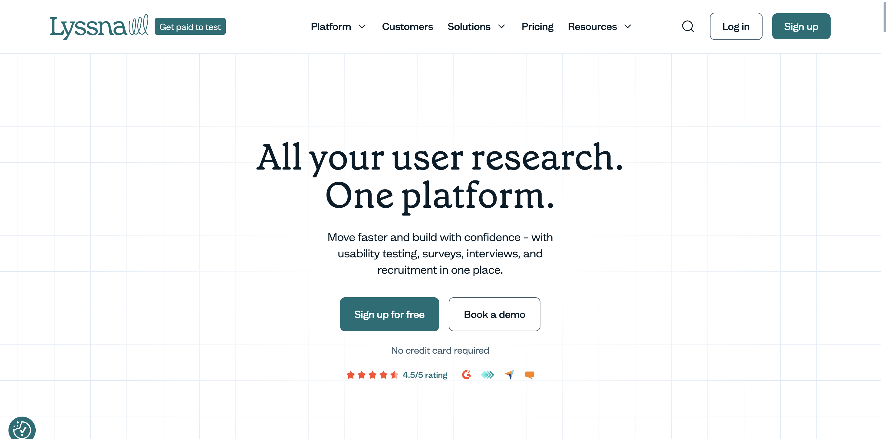 Screenshot of Lyssana homepage.