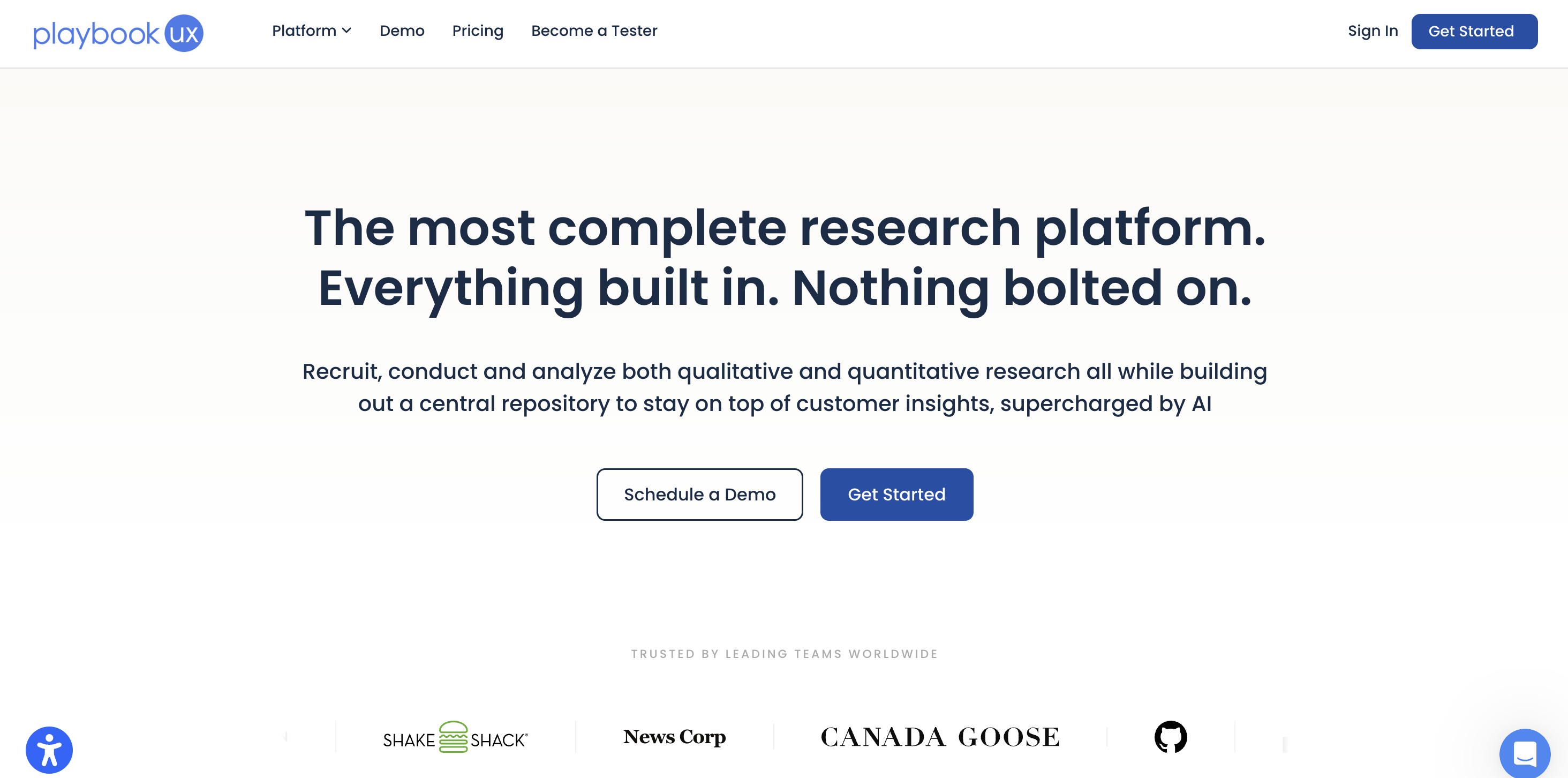 Screenshot of PlaybookUX homepage.