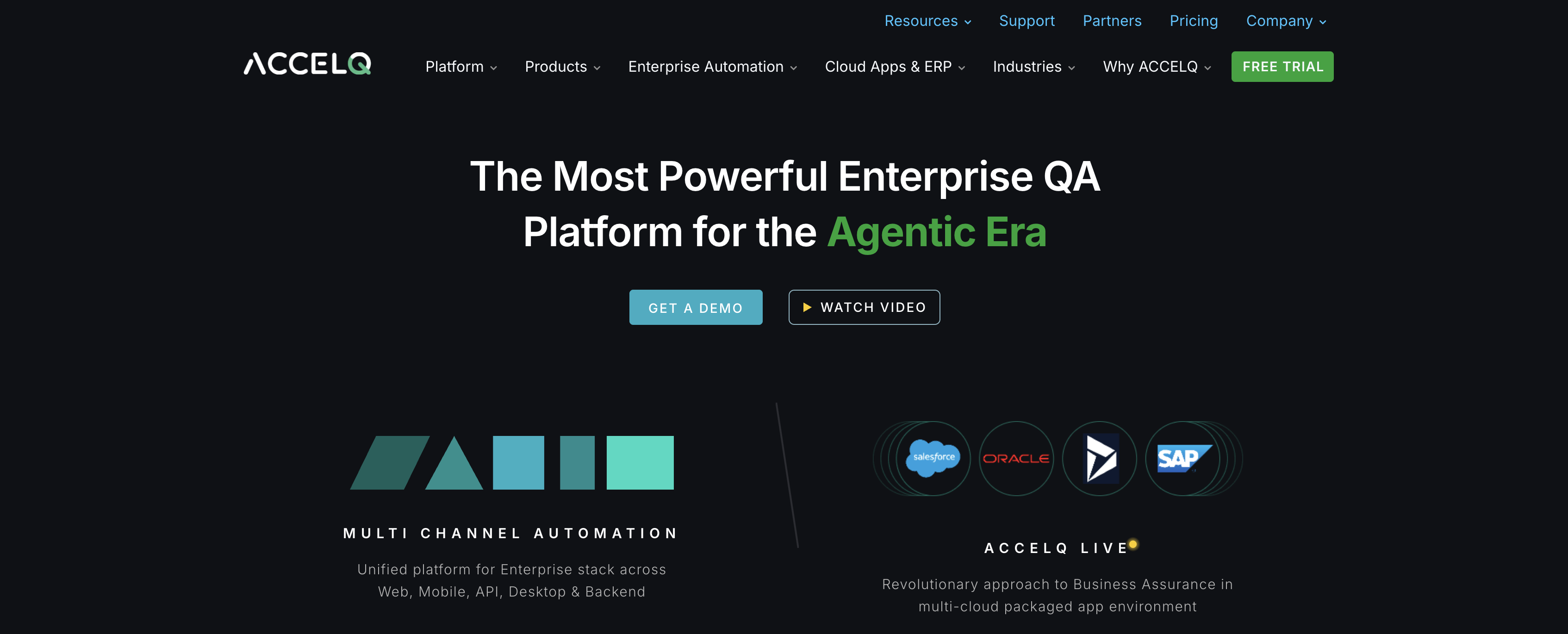 Screenshot of ACCELQ homepage