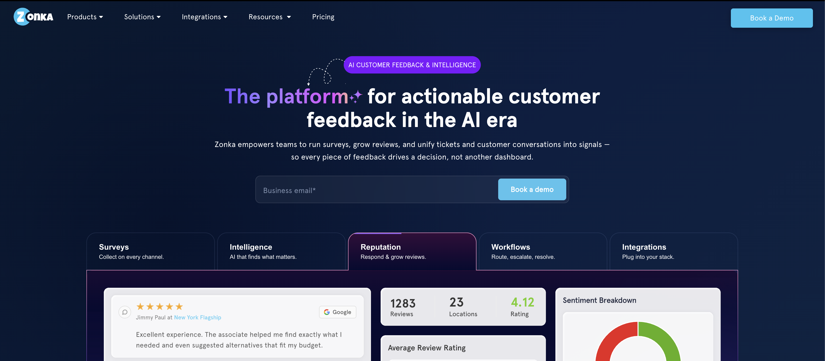 Screenshot of Typeform homepage.