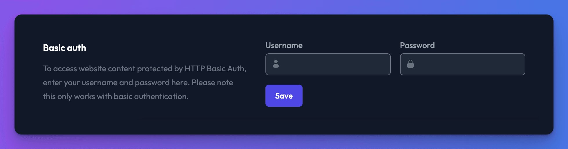 basic auth settings