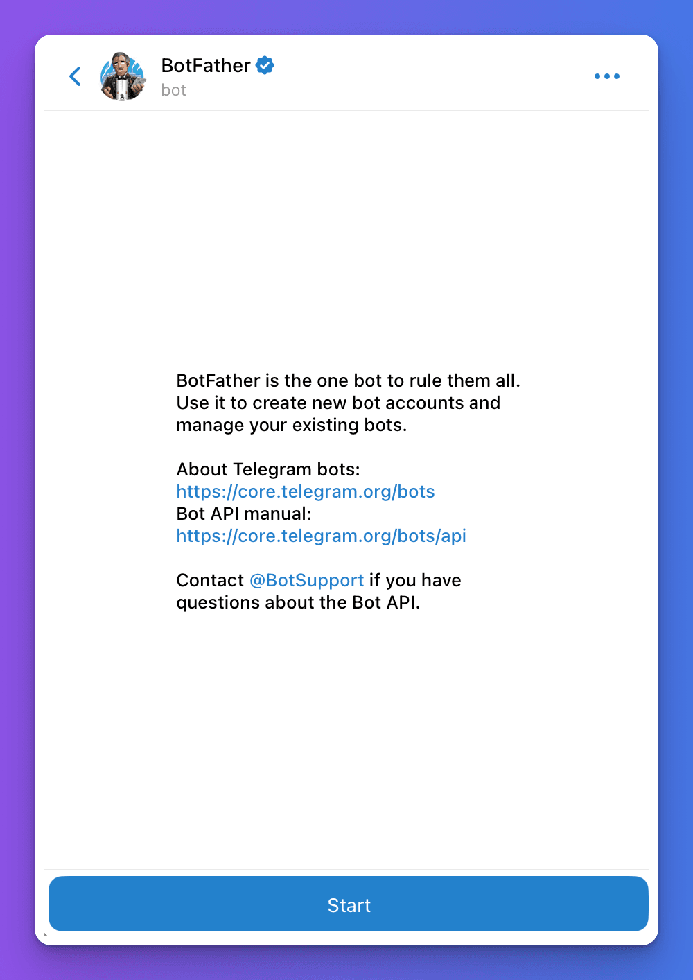 telegram bot father start