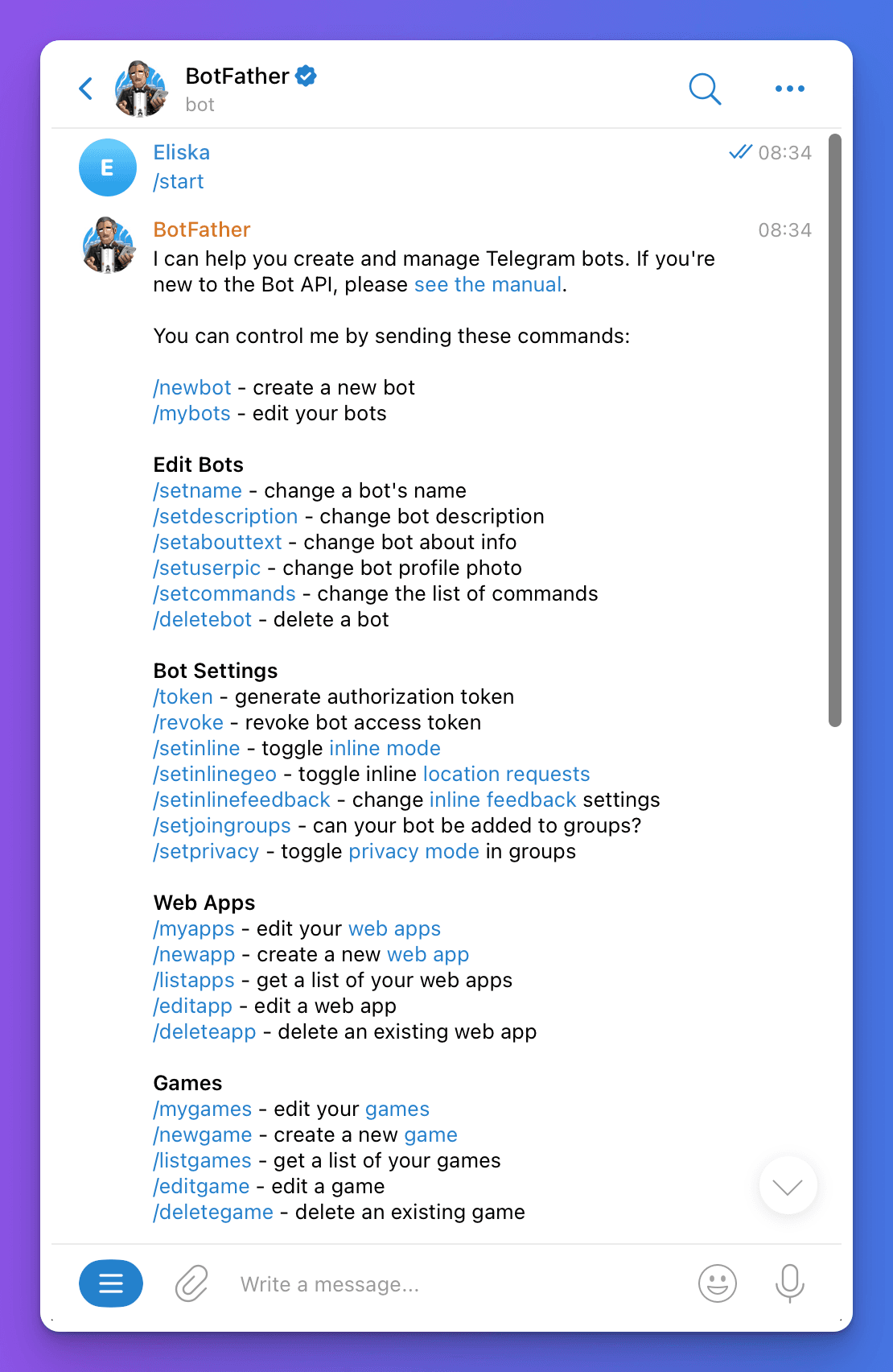 telegram bot father commands
