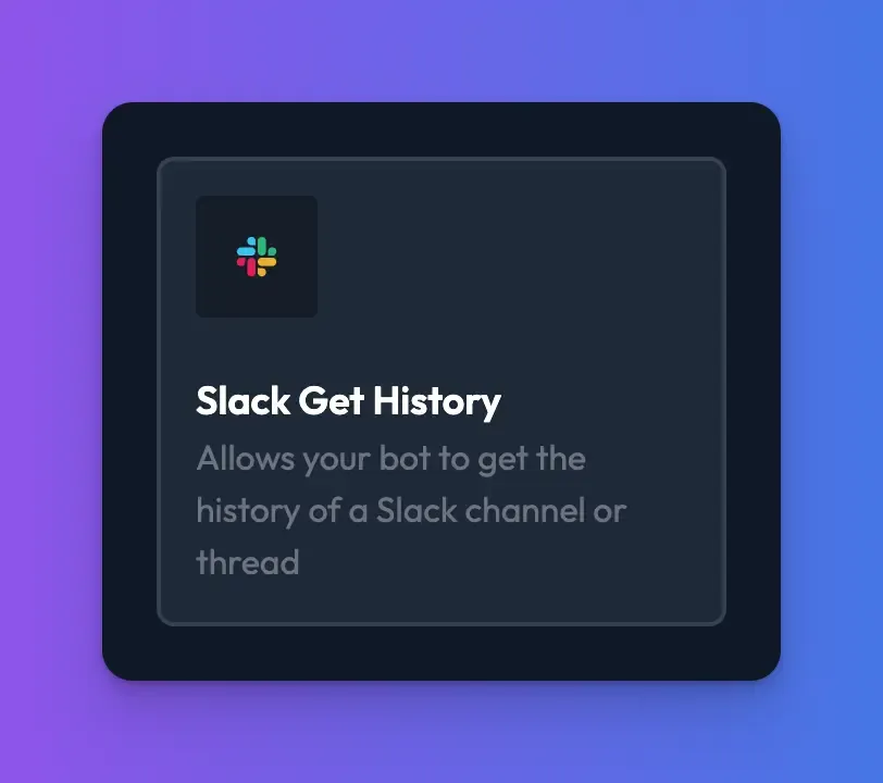 The slack get history power-up card